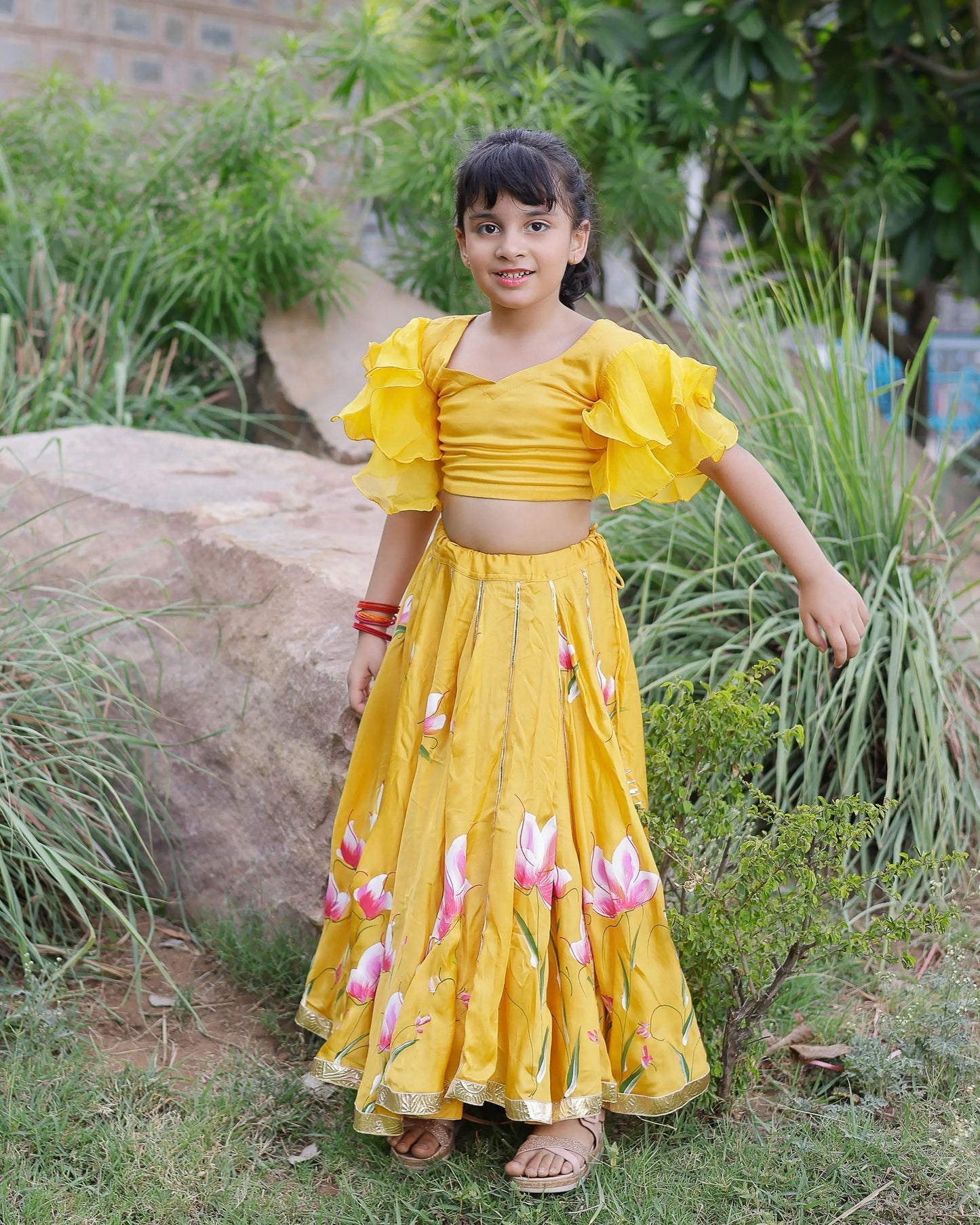Daria Satin Handpainted Lehenga Set My Store