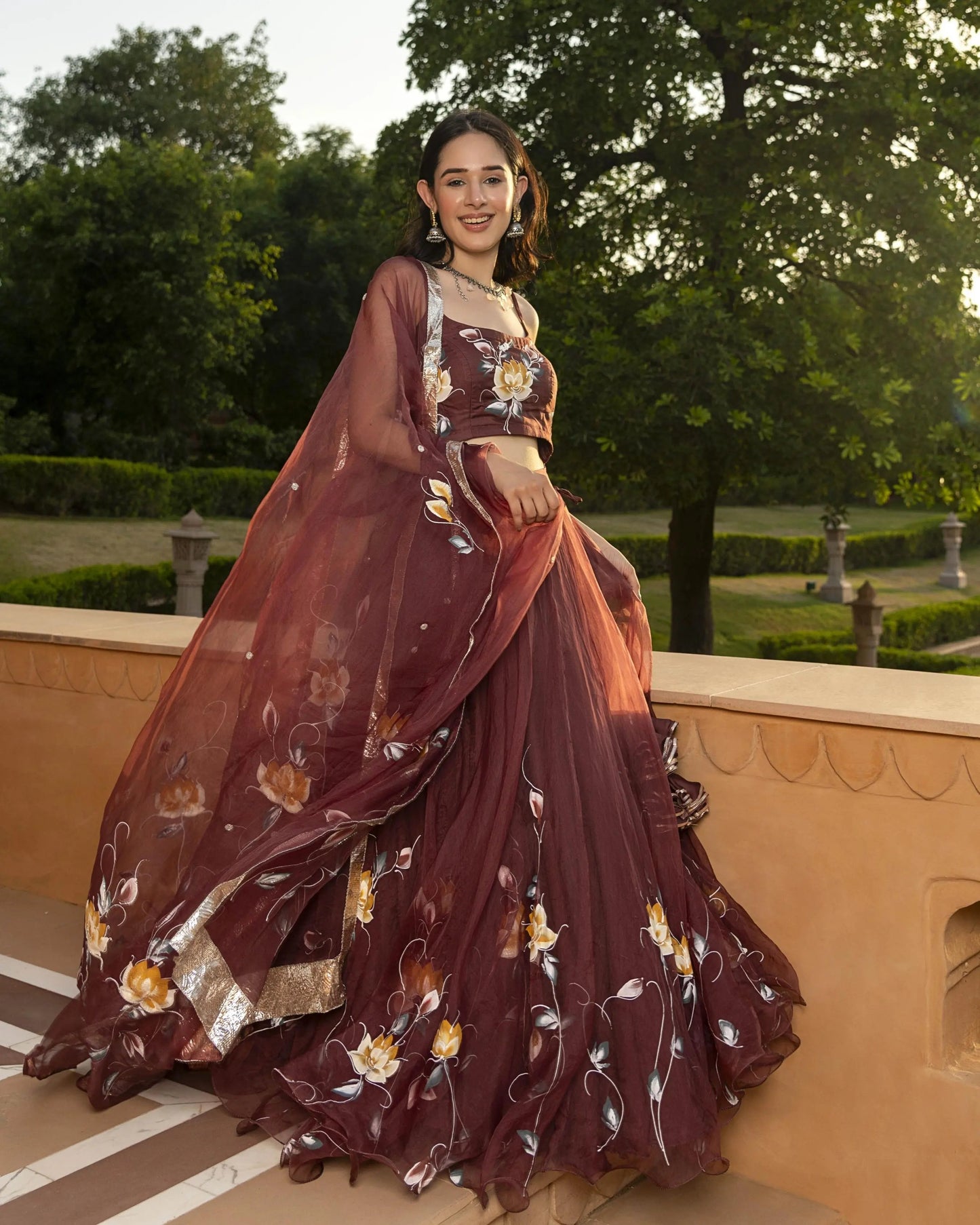 Mifra Handpainted Organza Lehenga Set My Store