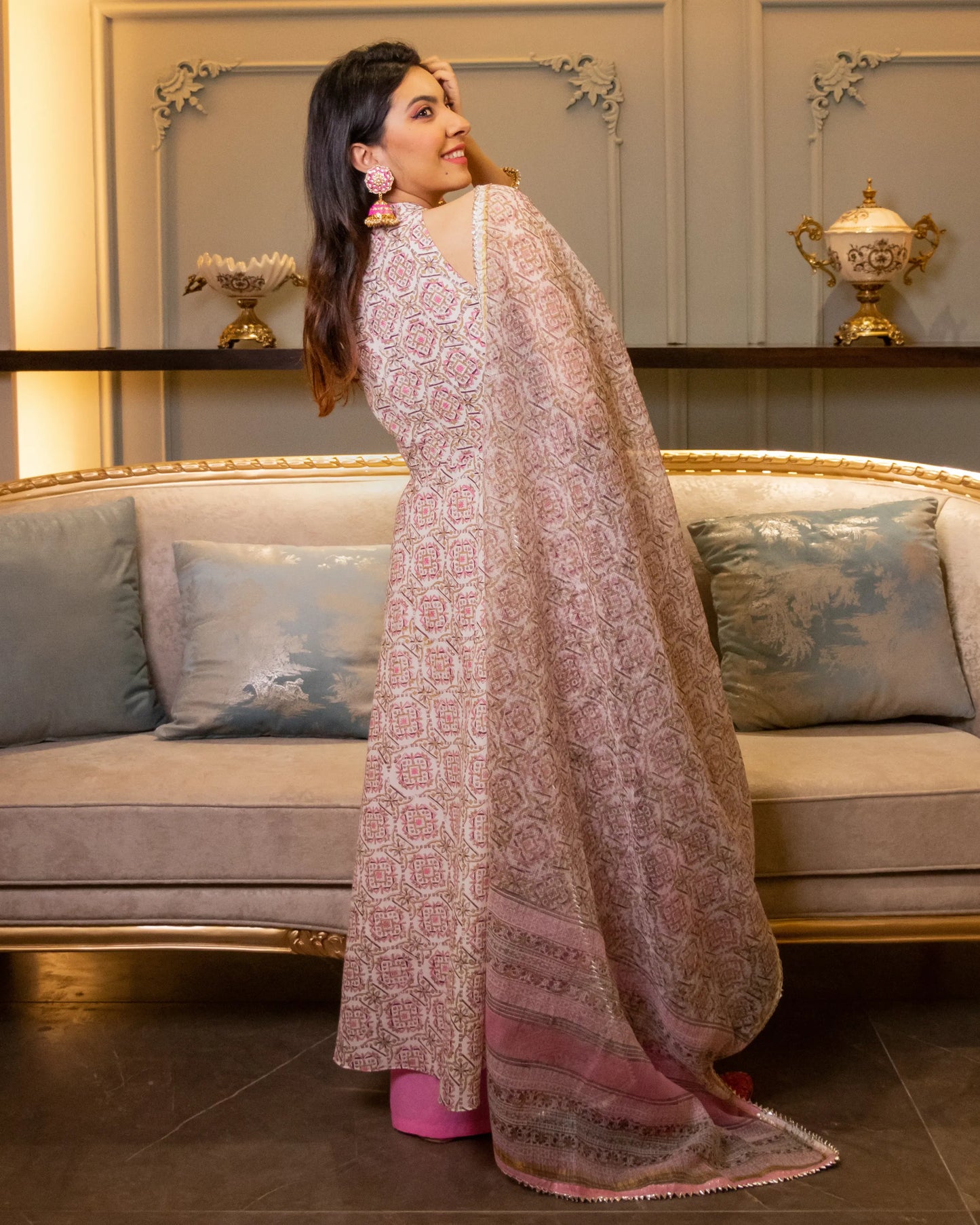 Tisha Handblock Doriya Suit Set My Store