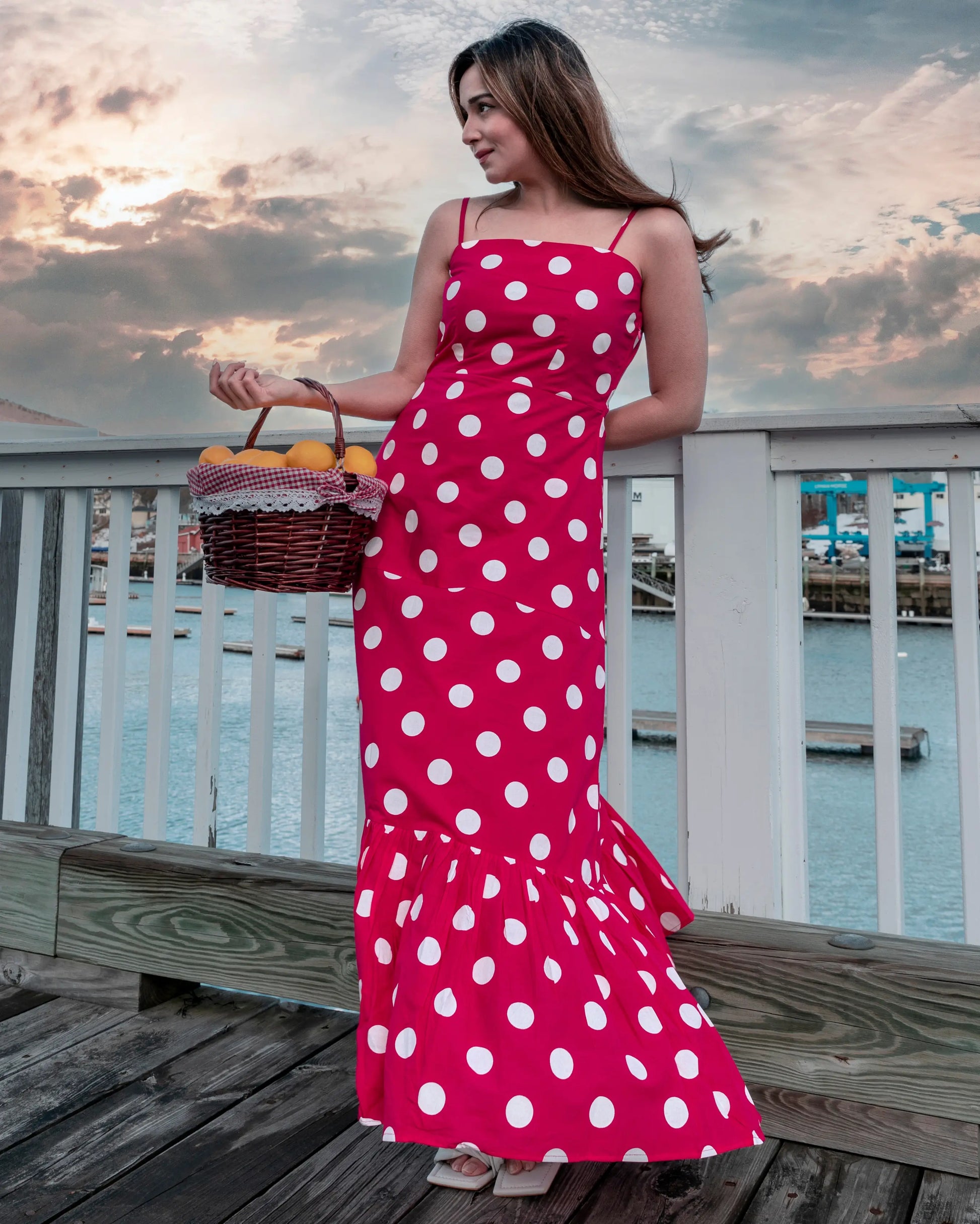 Pink Crepe Polka Cotton Dress My Store