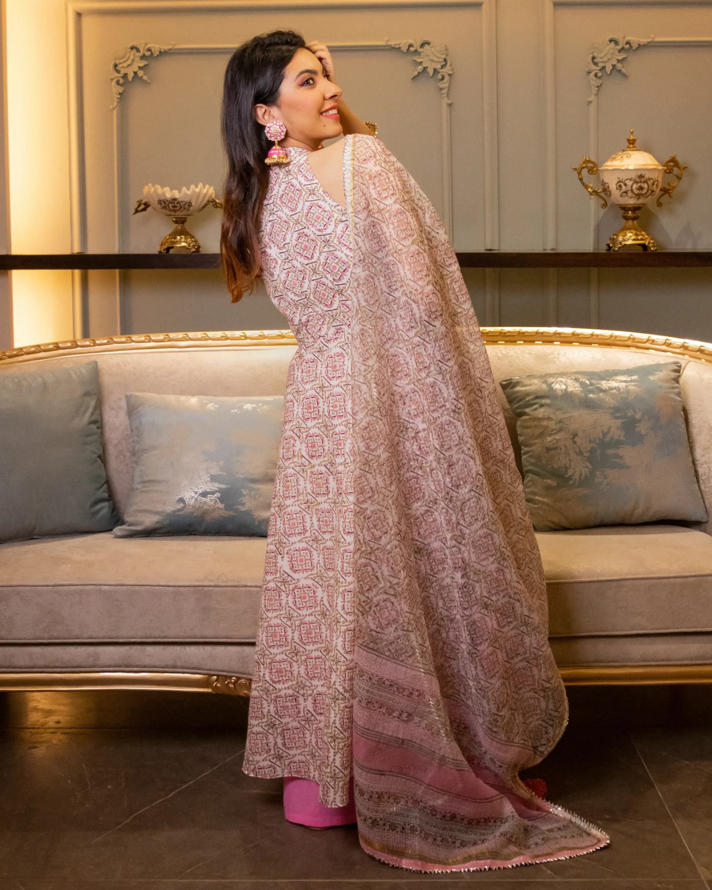 Tisha Handblock Doriya Suit Set My Store