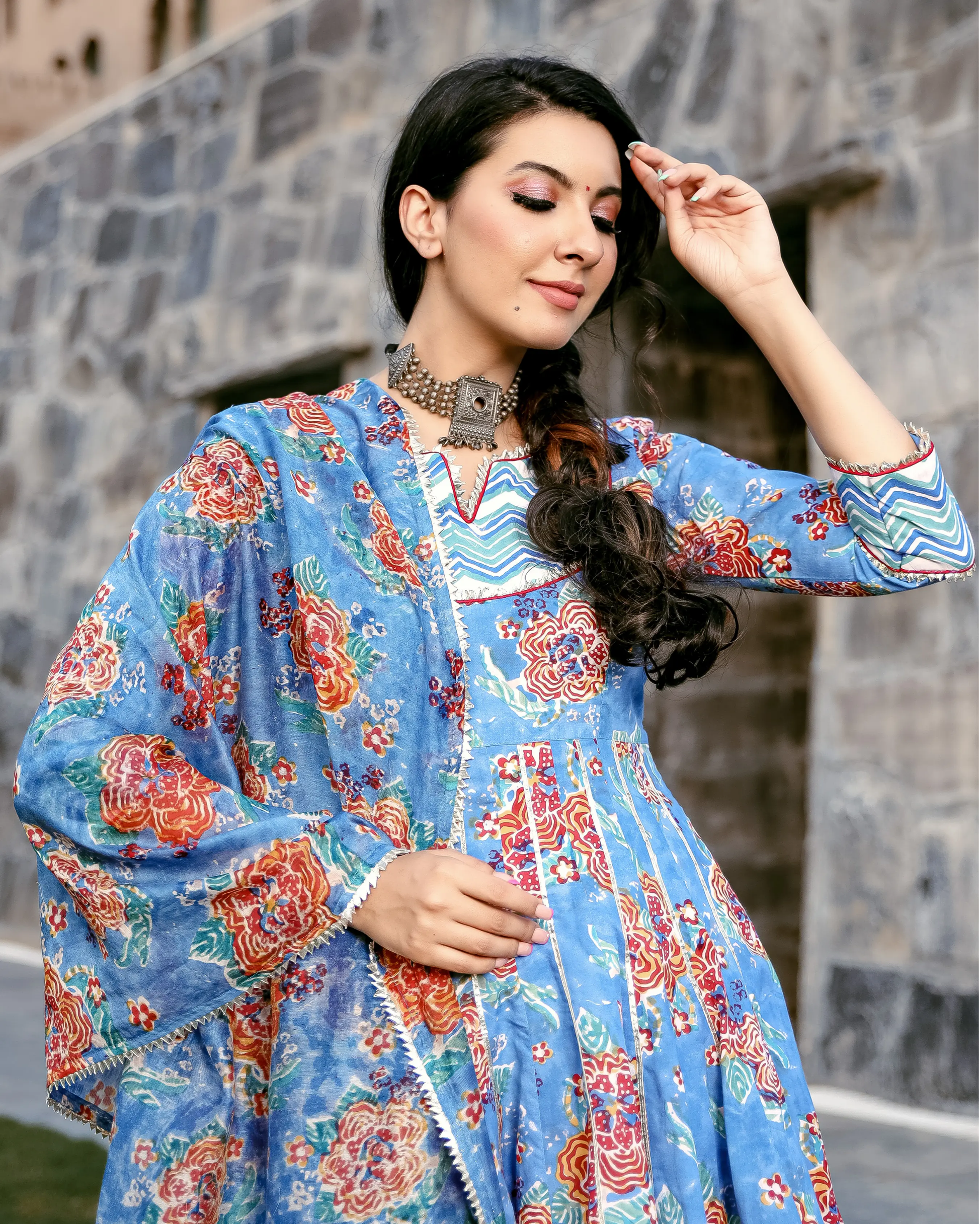 Rain Flower Handblock Gota Sharara Set My Store