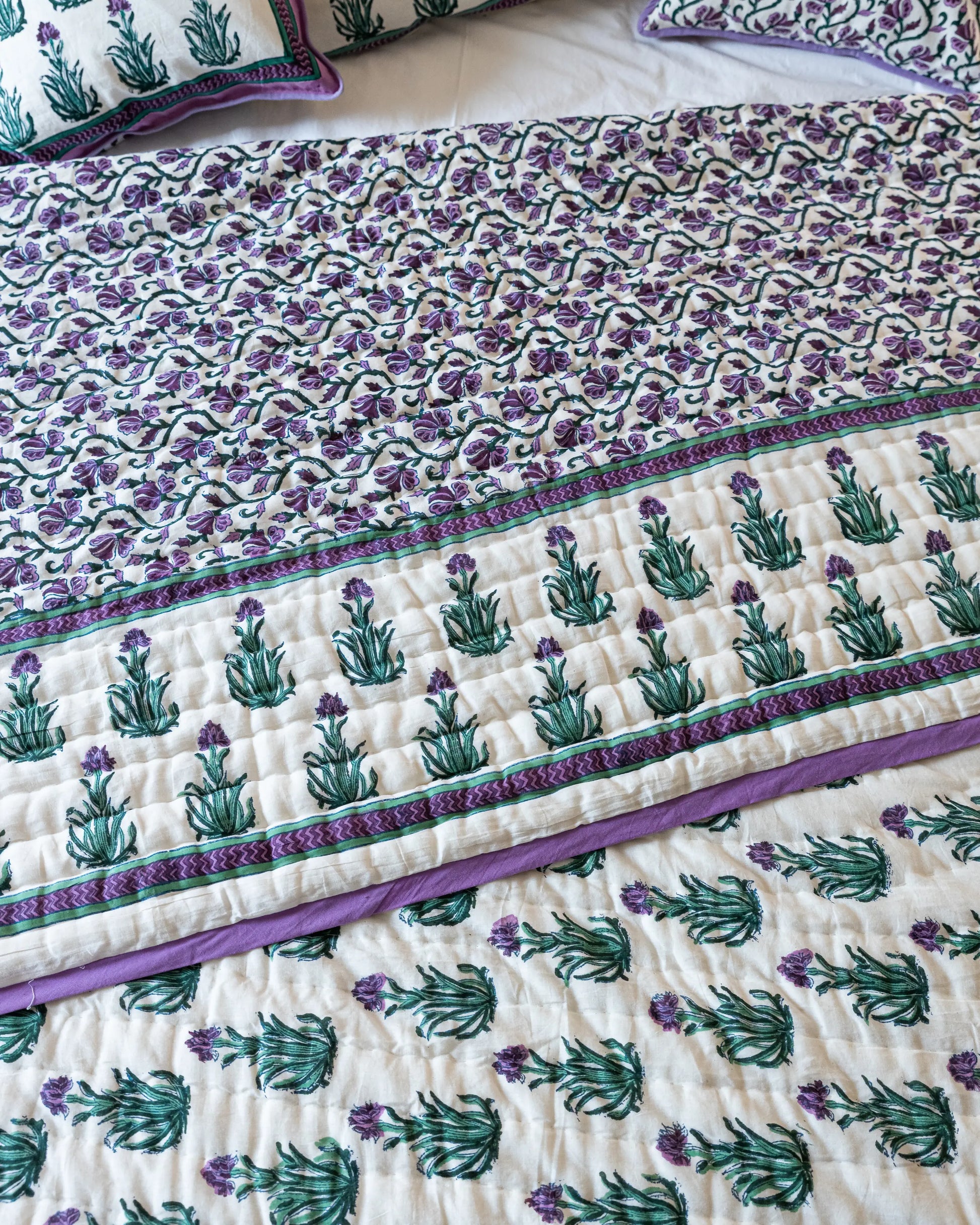 Gilly Flower Handblock Printed Cotton Quilt My Store