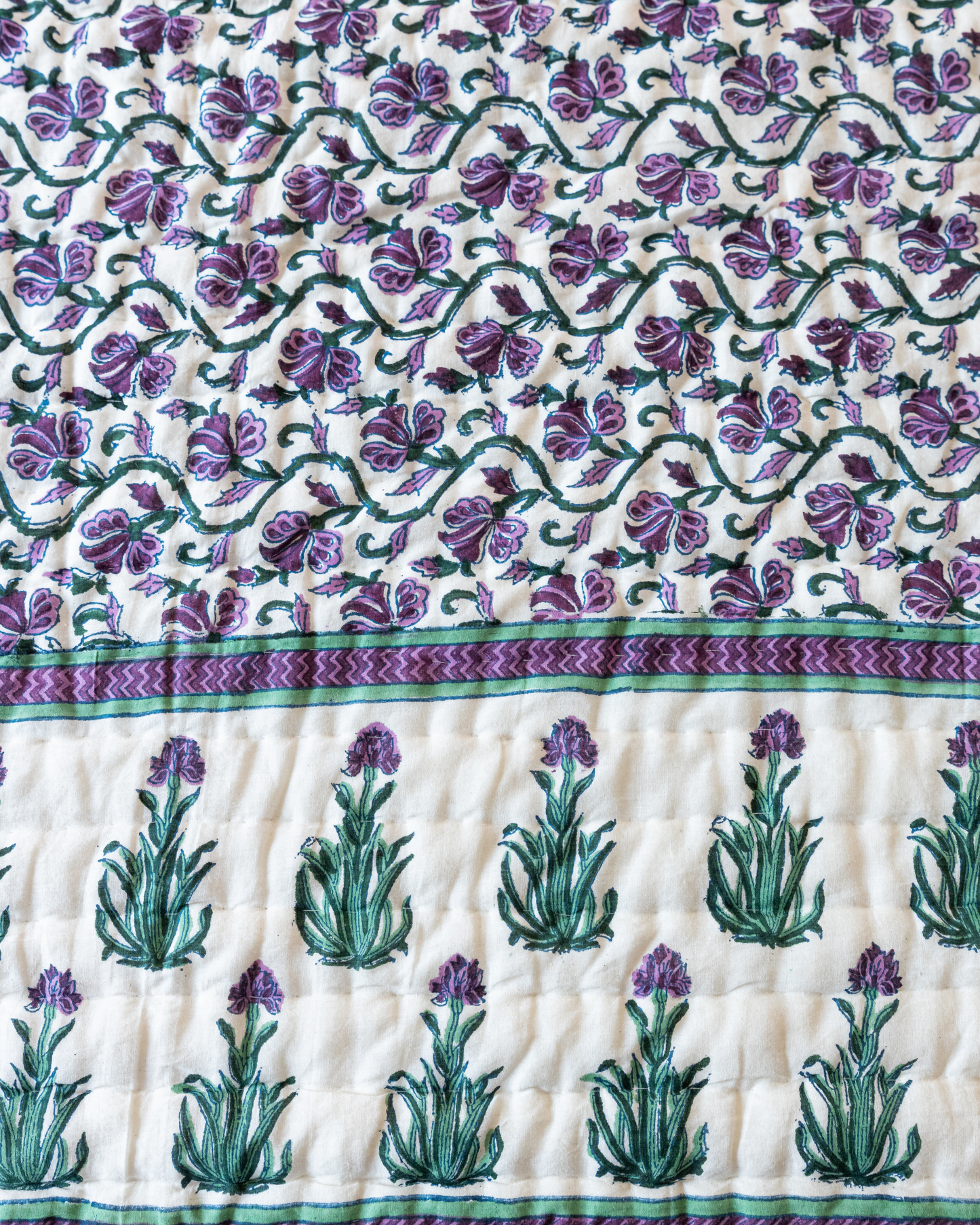 Gilly Flower Handblock Printed Cotton Quilt My Store