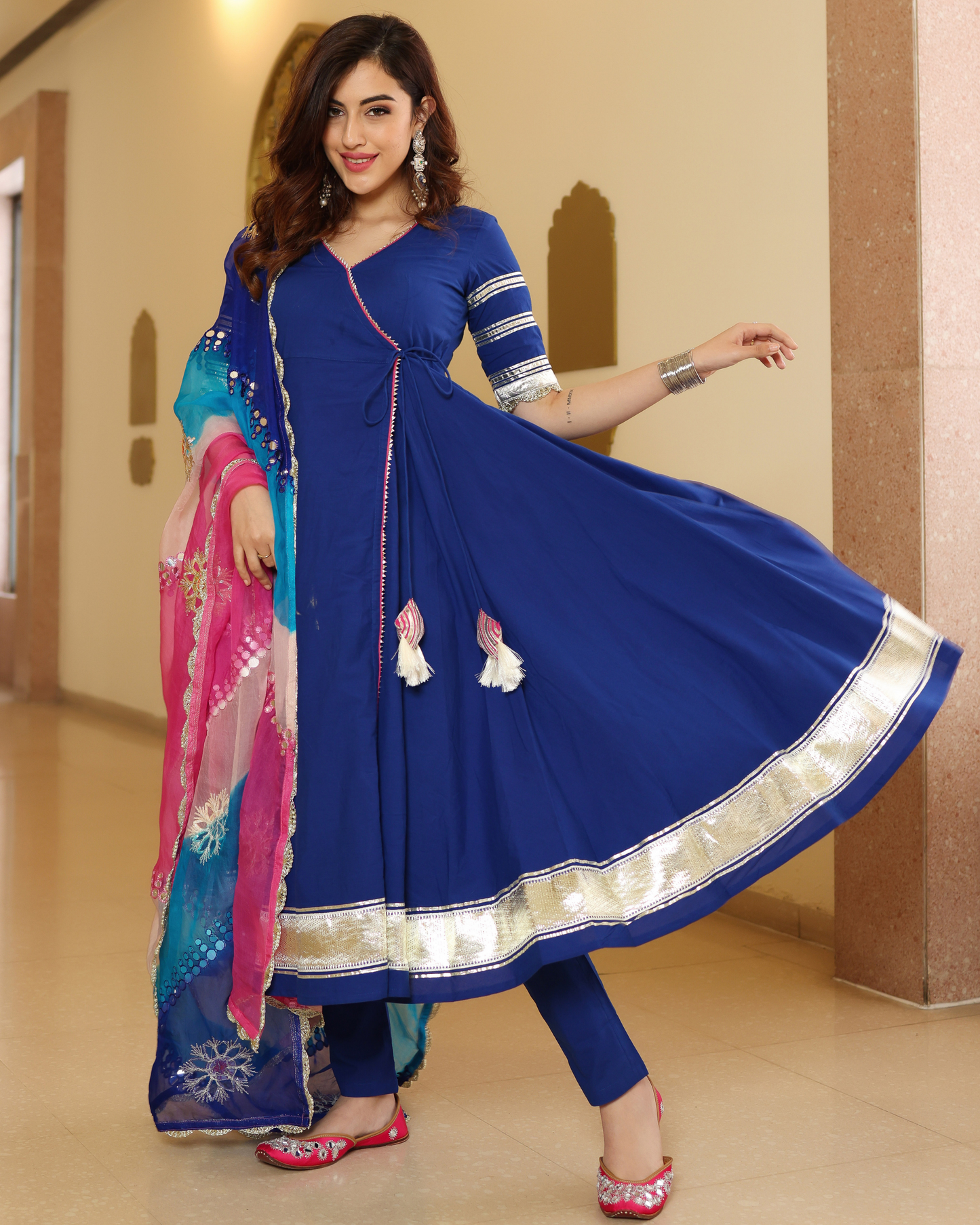 True Navy Gotapatti Anarkali Set Quick Cart
