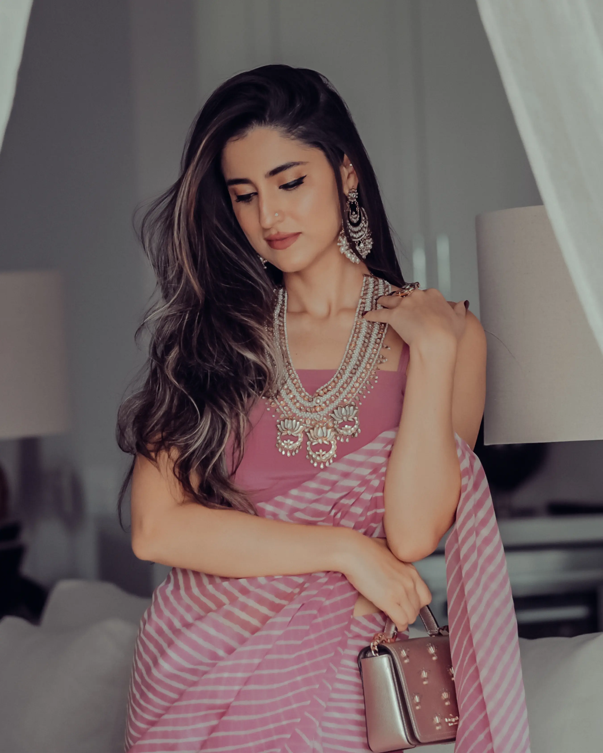 Sophia Dusty Pink Leheriya Pure Chiffon Saree My Store