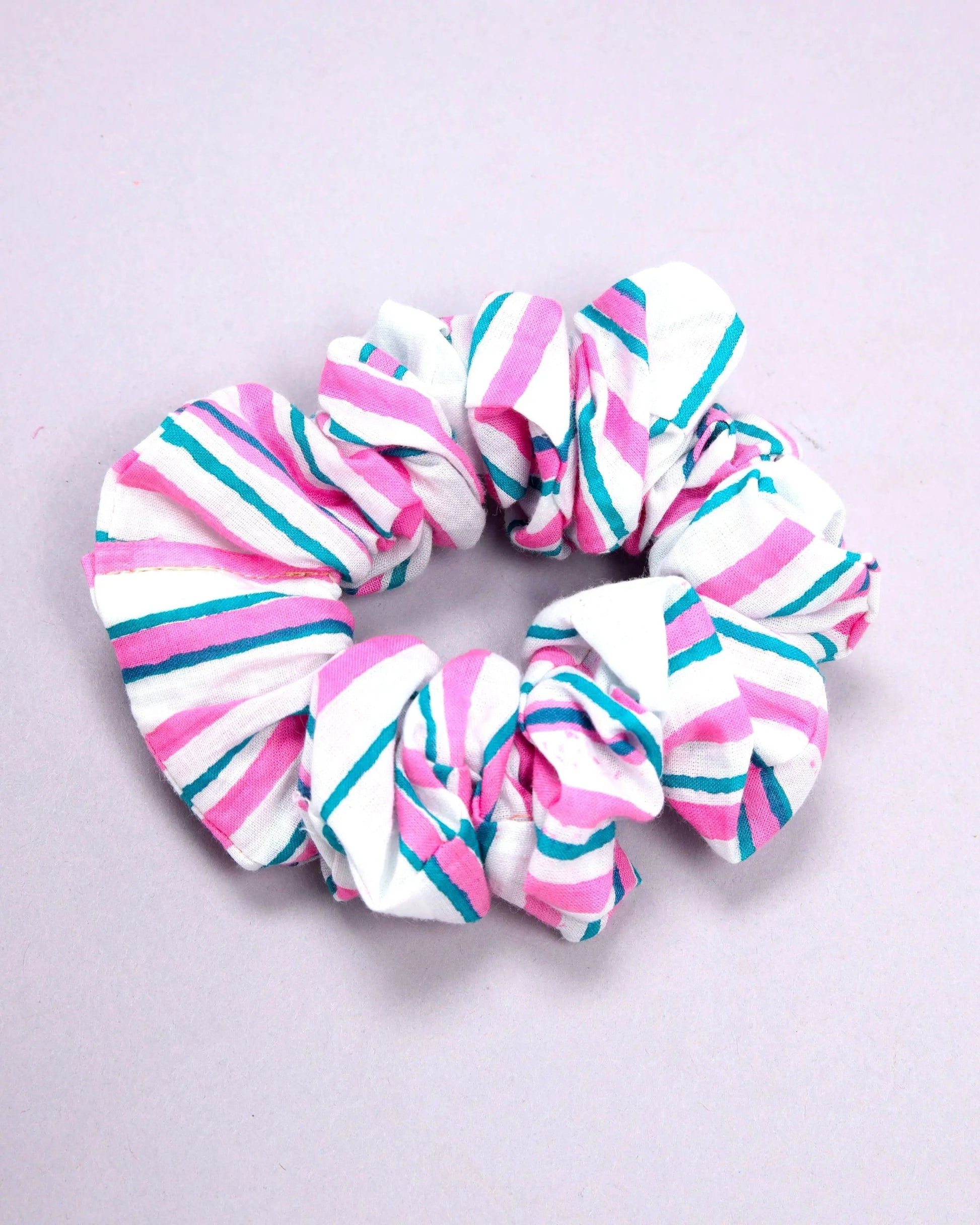 Jazzy Pink Cotton Handblock Scrunchie My Store