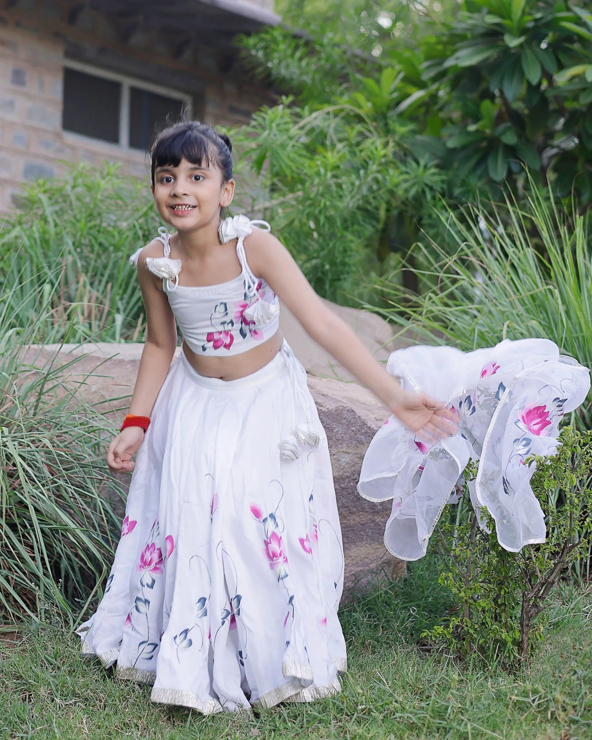 Kailini Satin Handpainted Lehenga Set My Store