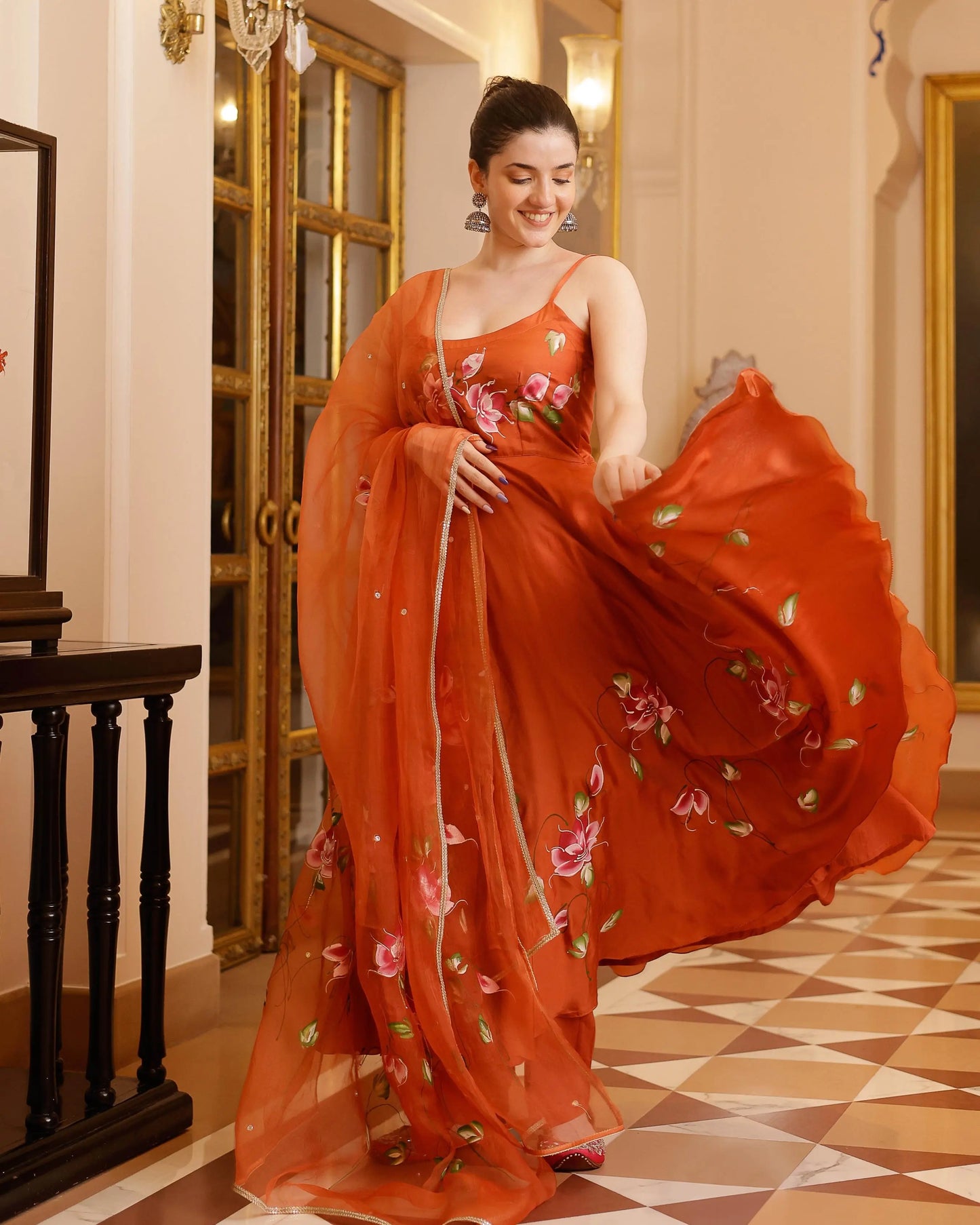 Riha Handpainted Satin Suit Set My Store