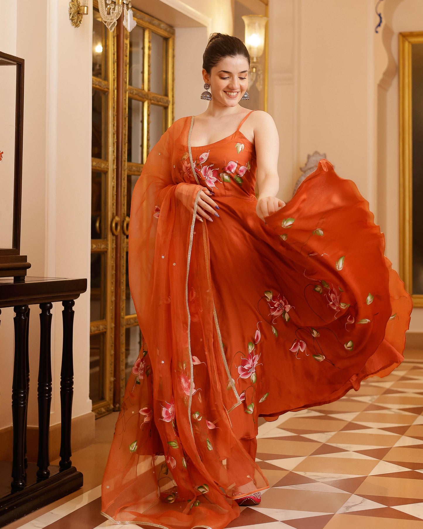 Riha Handpainted Satin Suit Set My Store