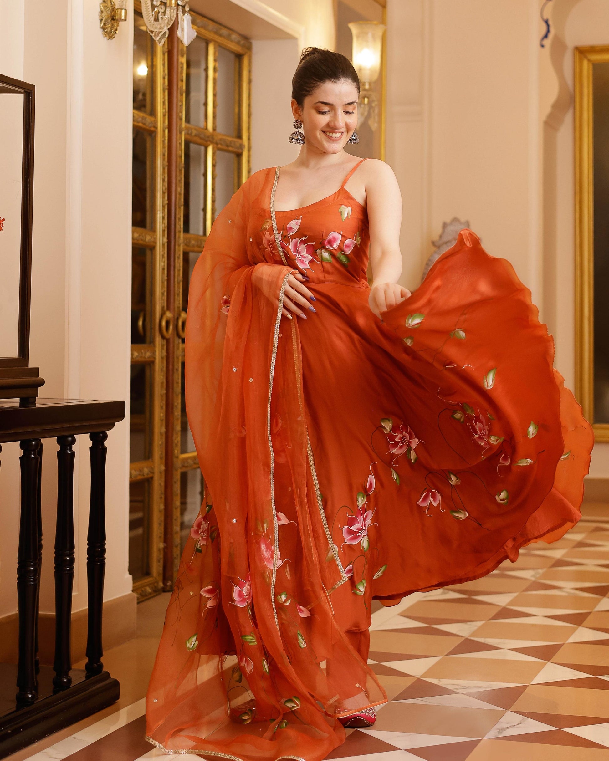 Riha Handpainted Satin Suit Set My Store