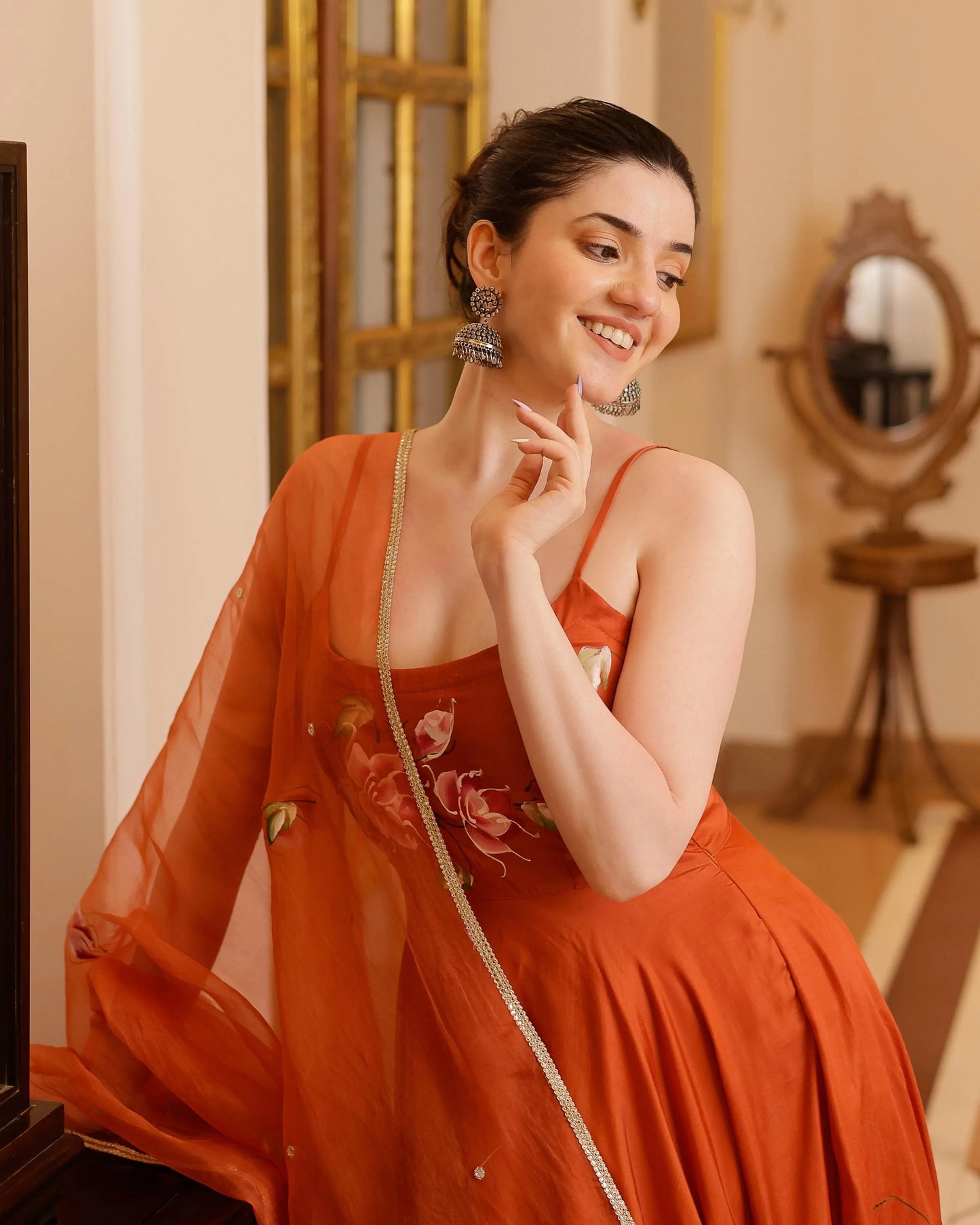 Riha Handpainted Satin Suit Set My Store