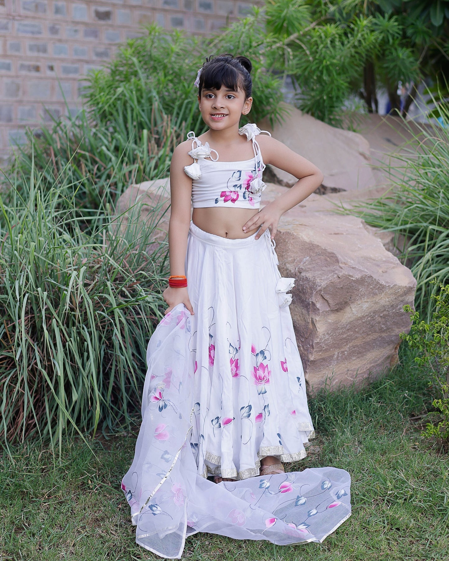 Kailini Satin Handpainted Lehenga Set My Store