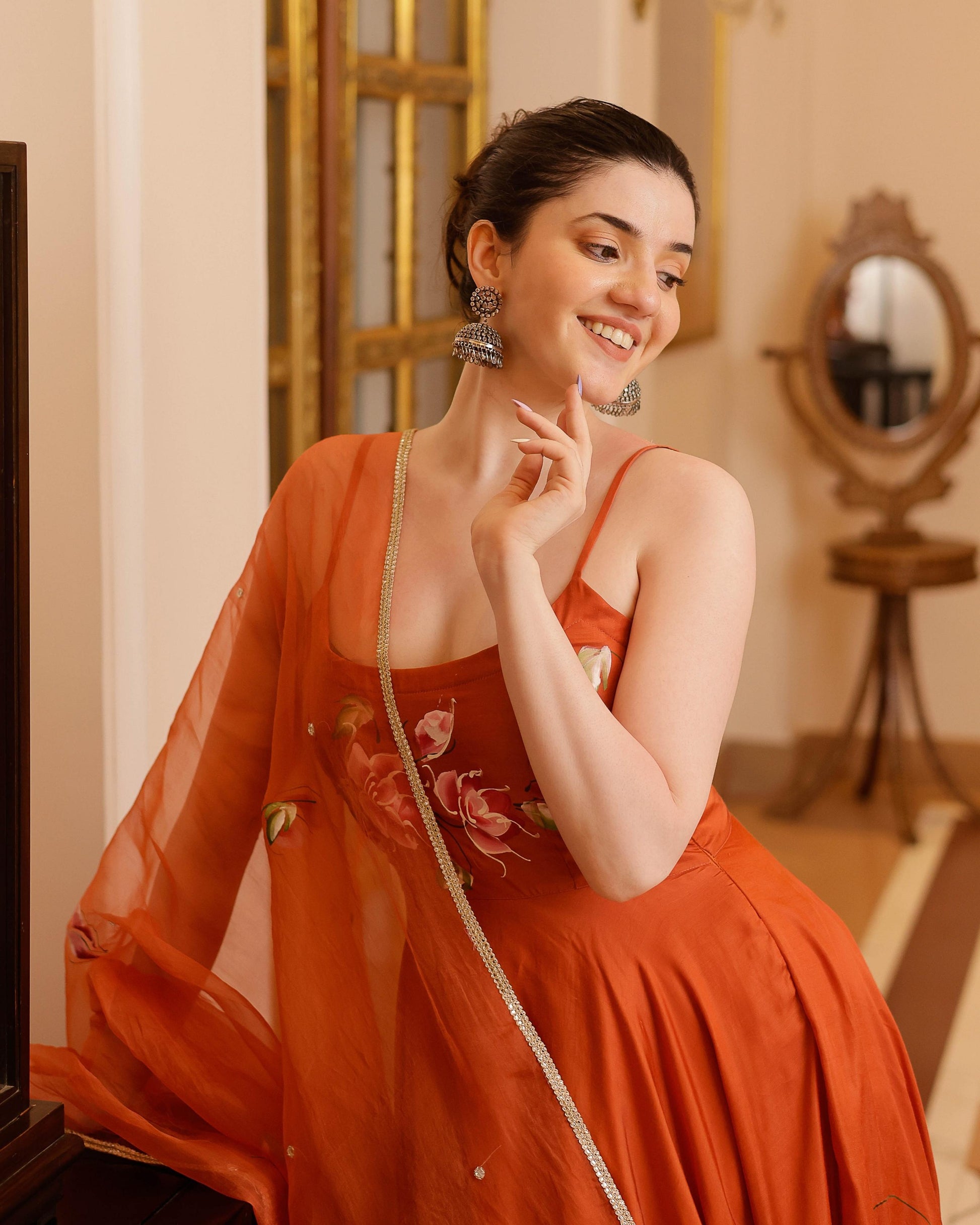 Riha Handpainted Satin Suit Set My Store