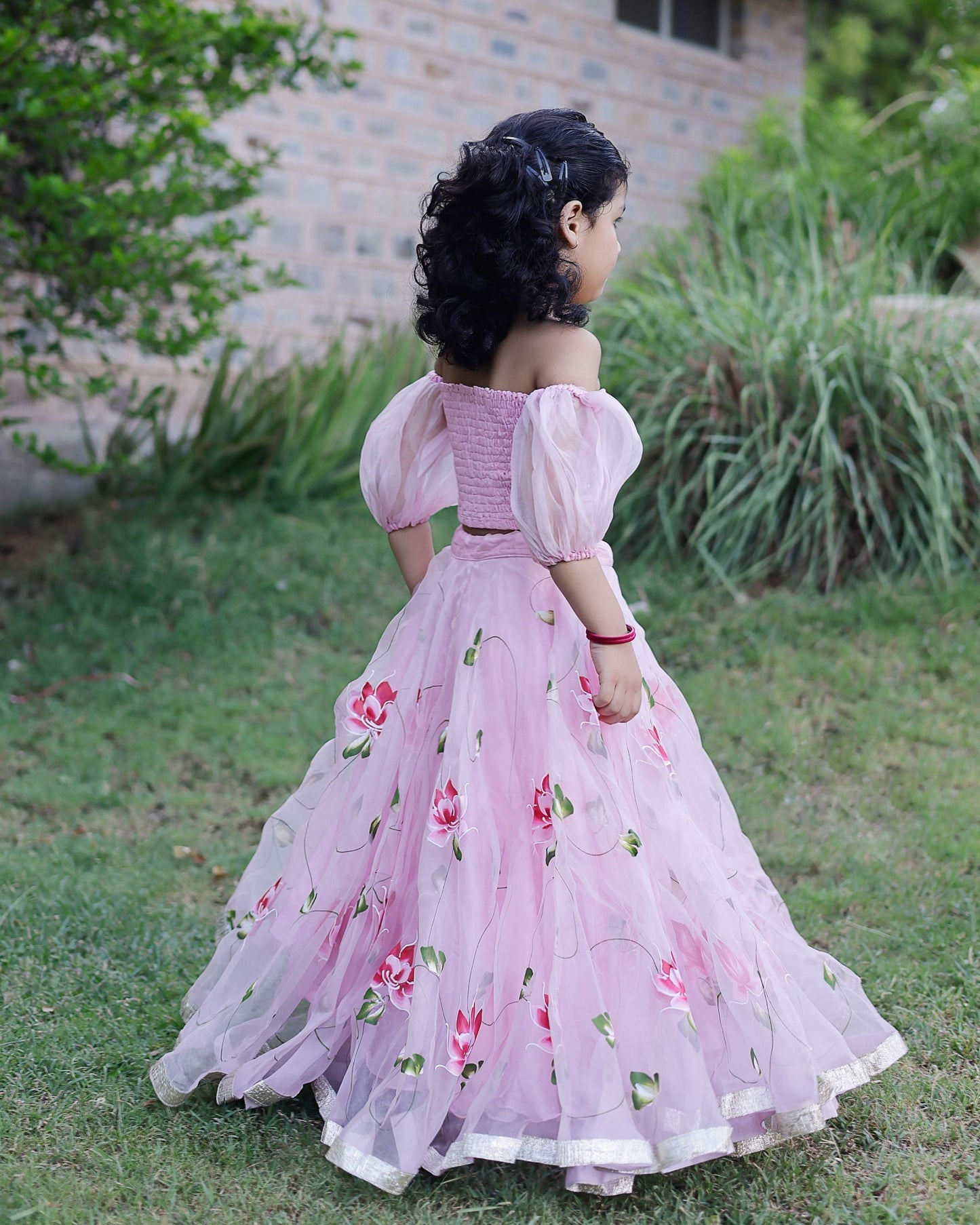 Nori Handpainted Satin Lehenga Set My Store