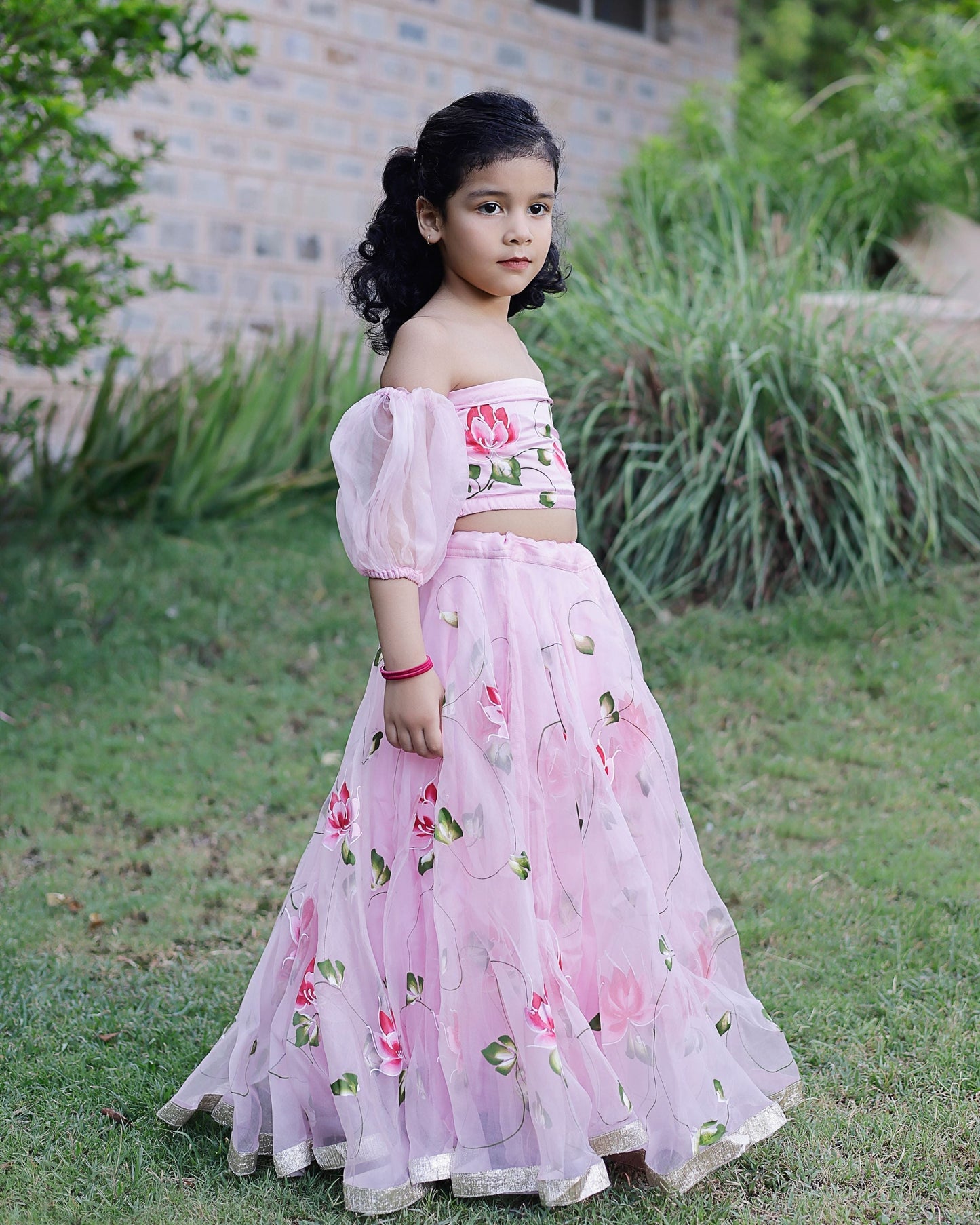 Nori Handpainted Satin Lehenga Set My Store