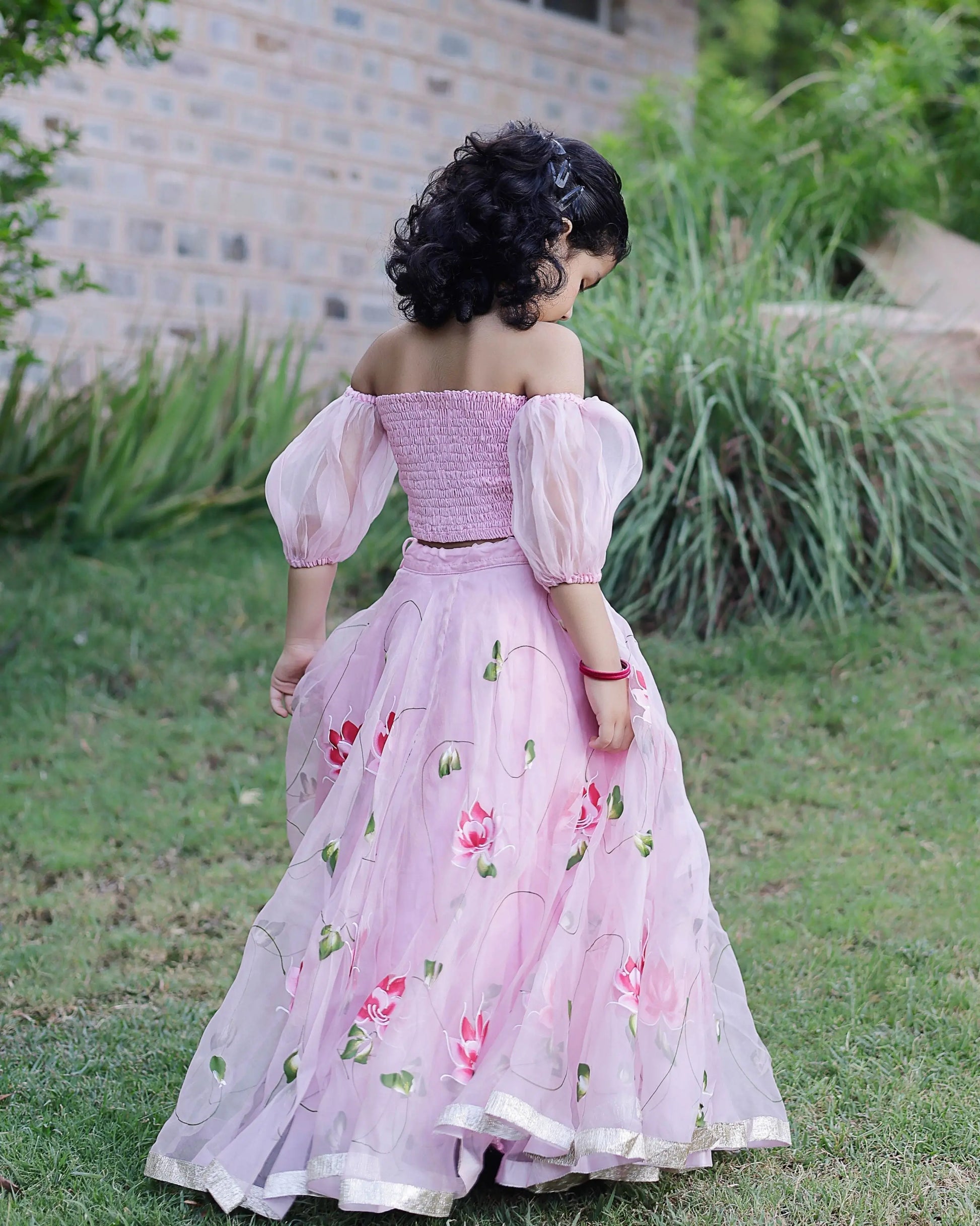 Nori Handpainted Satin Lehenga Set My Store