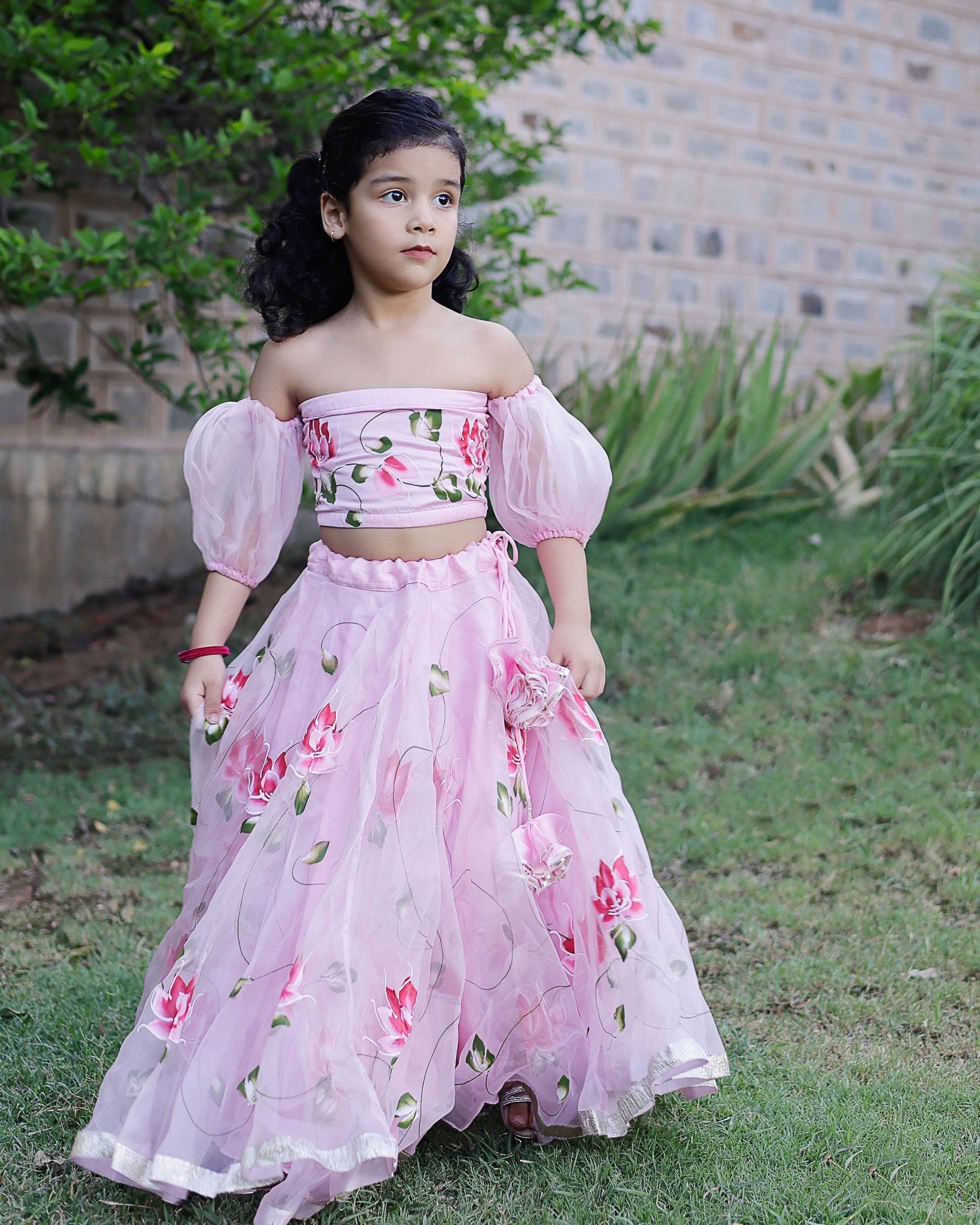 Nori Handpainted Satin Lehenga Set My Store