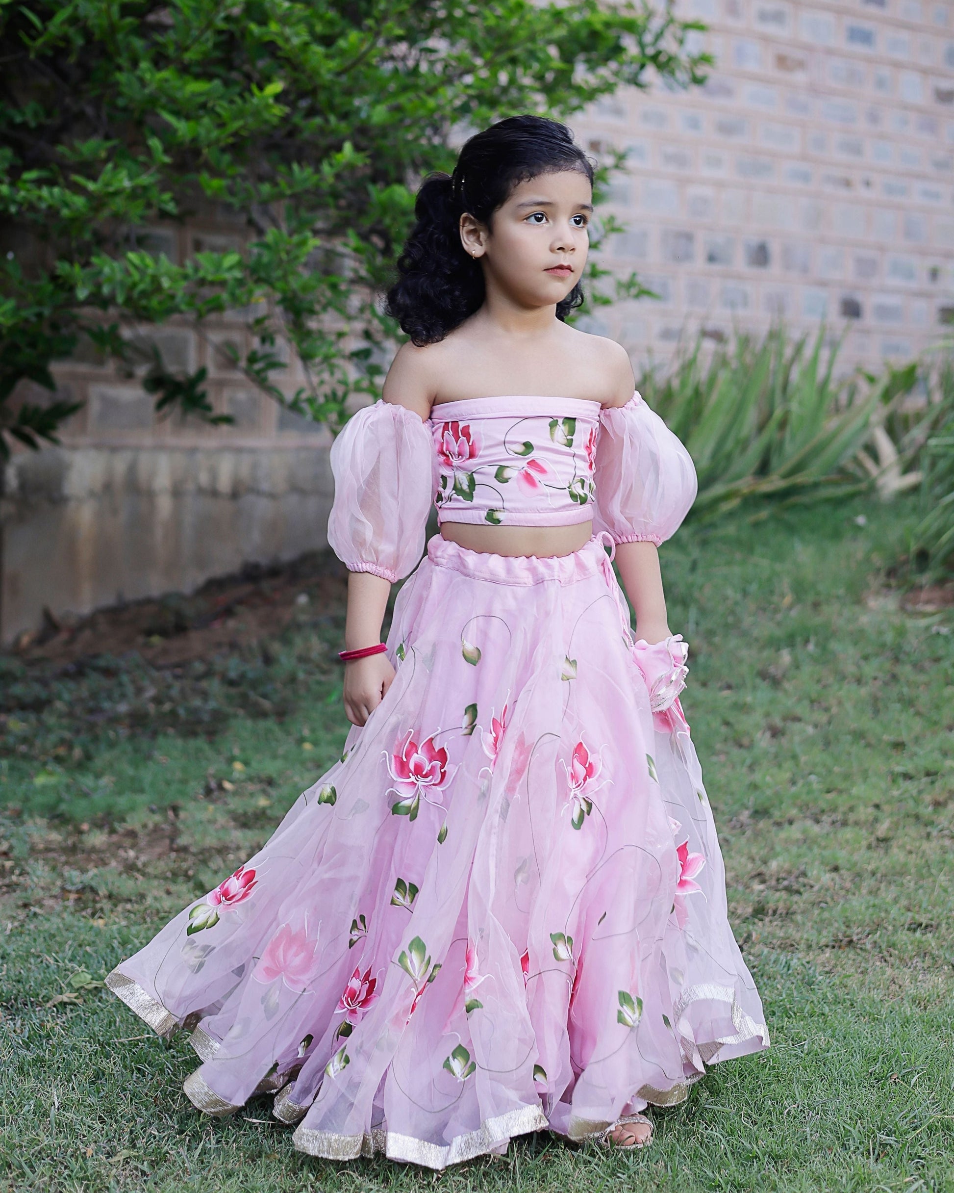 Nori Handpainted Satin Lehenga Set My Store