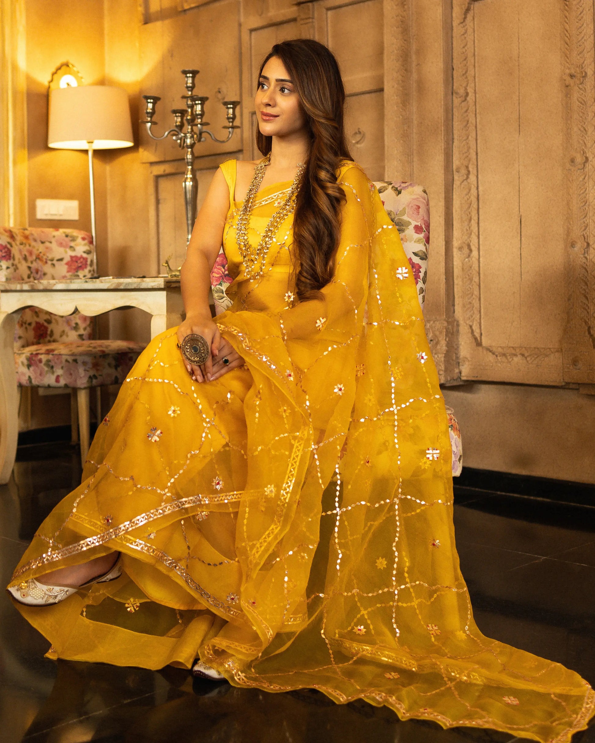 Gujaari Gotapatti Organza Saree My Store