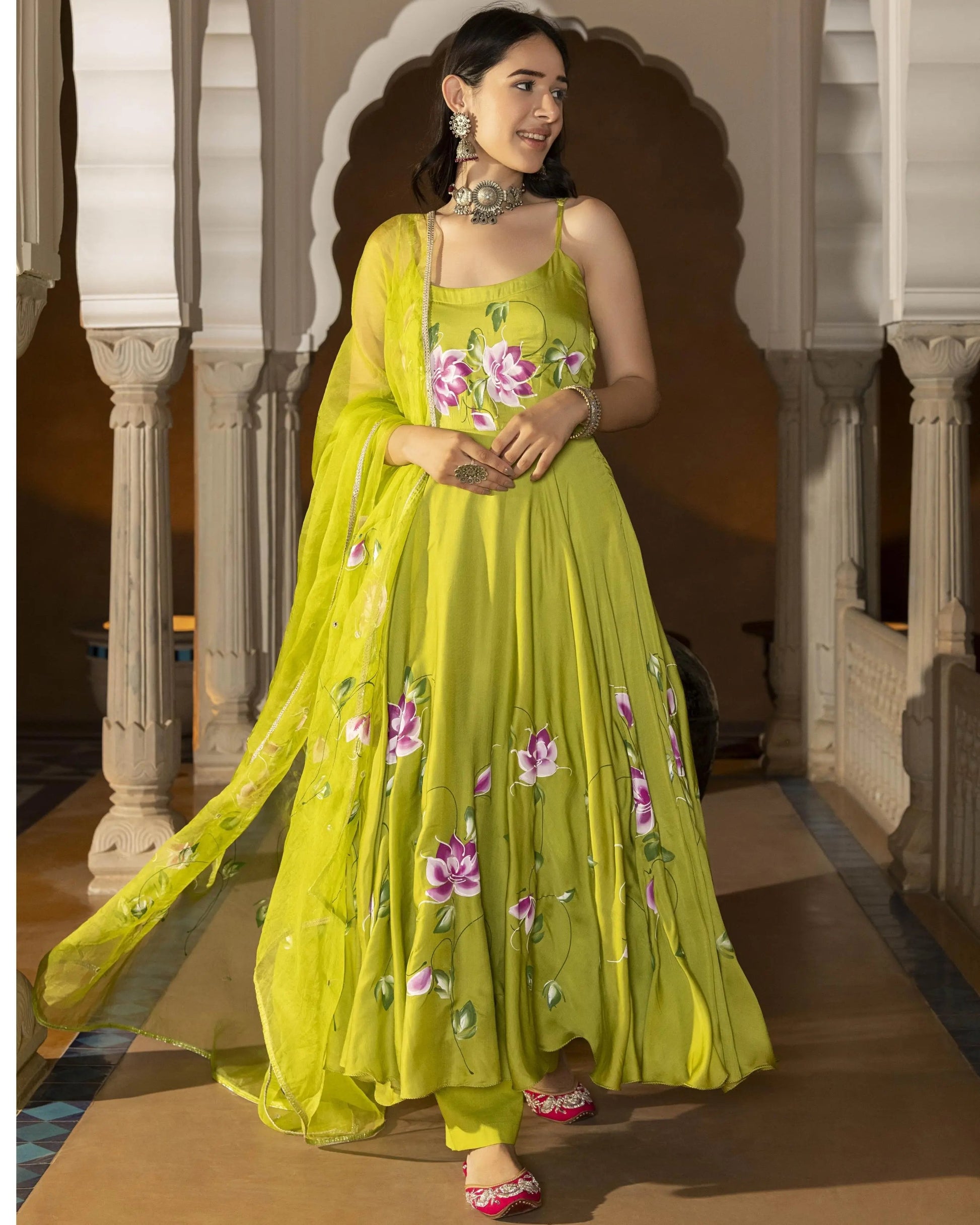 Sanna Handpainted Satin Suit Set My Store