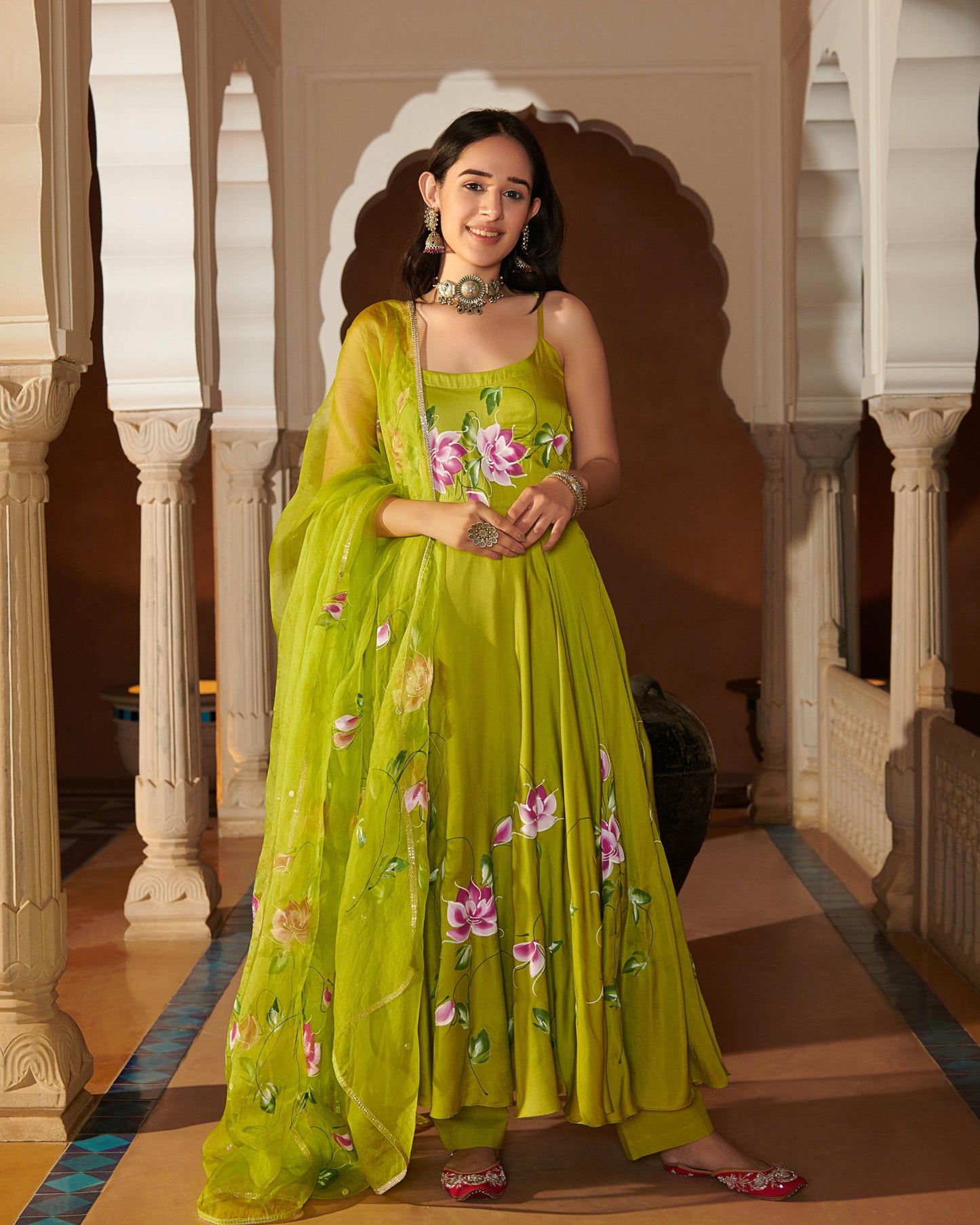 Sanna Handpainted Satin Suit Set My Store