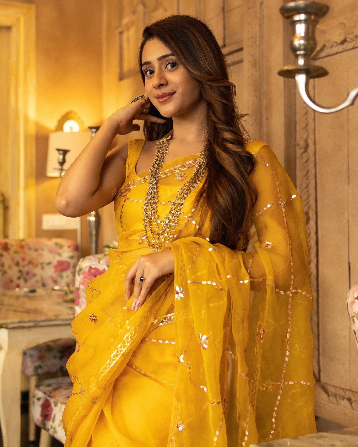 Gujaari Gotapatti Organza Saree My Store