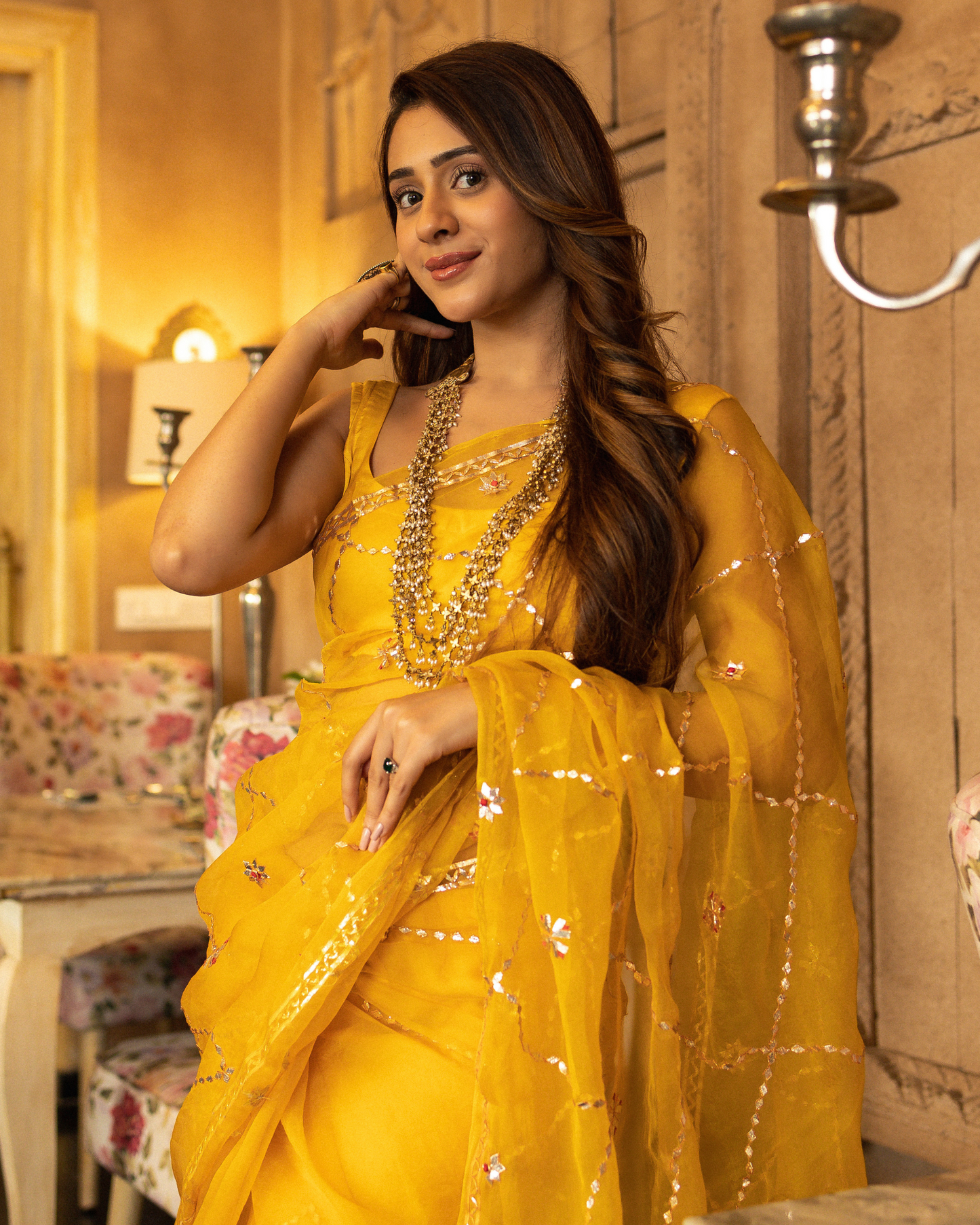 Gujaari Gotapatti Organza Saree My Store