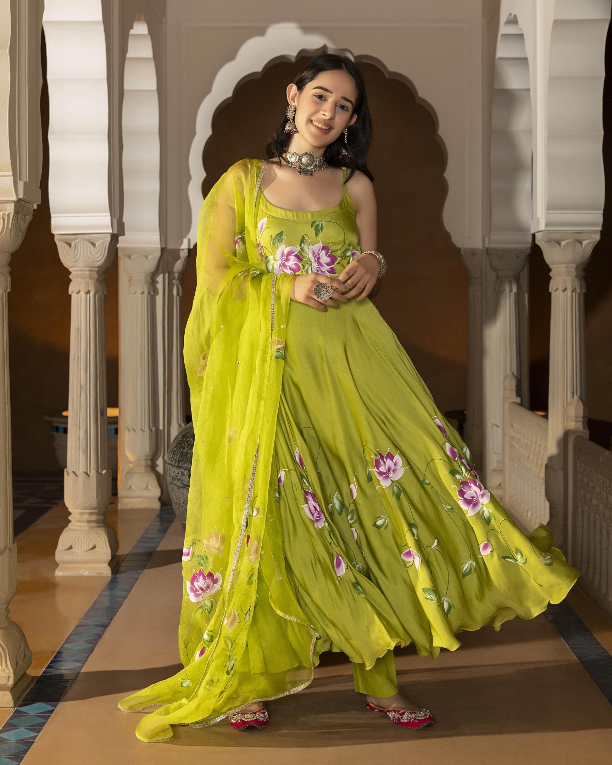 Sanna Handpainted Satin Suit Set My Store