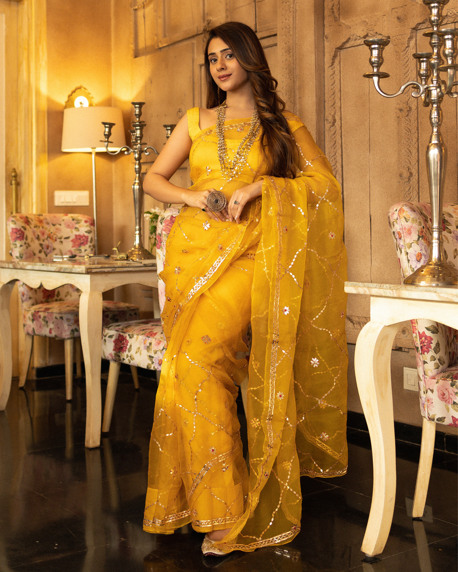 Gujaari Gotapatti Organza Saree My Store
