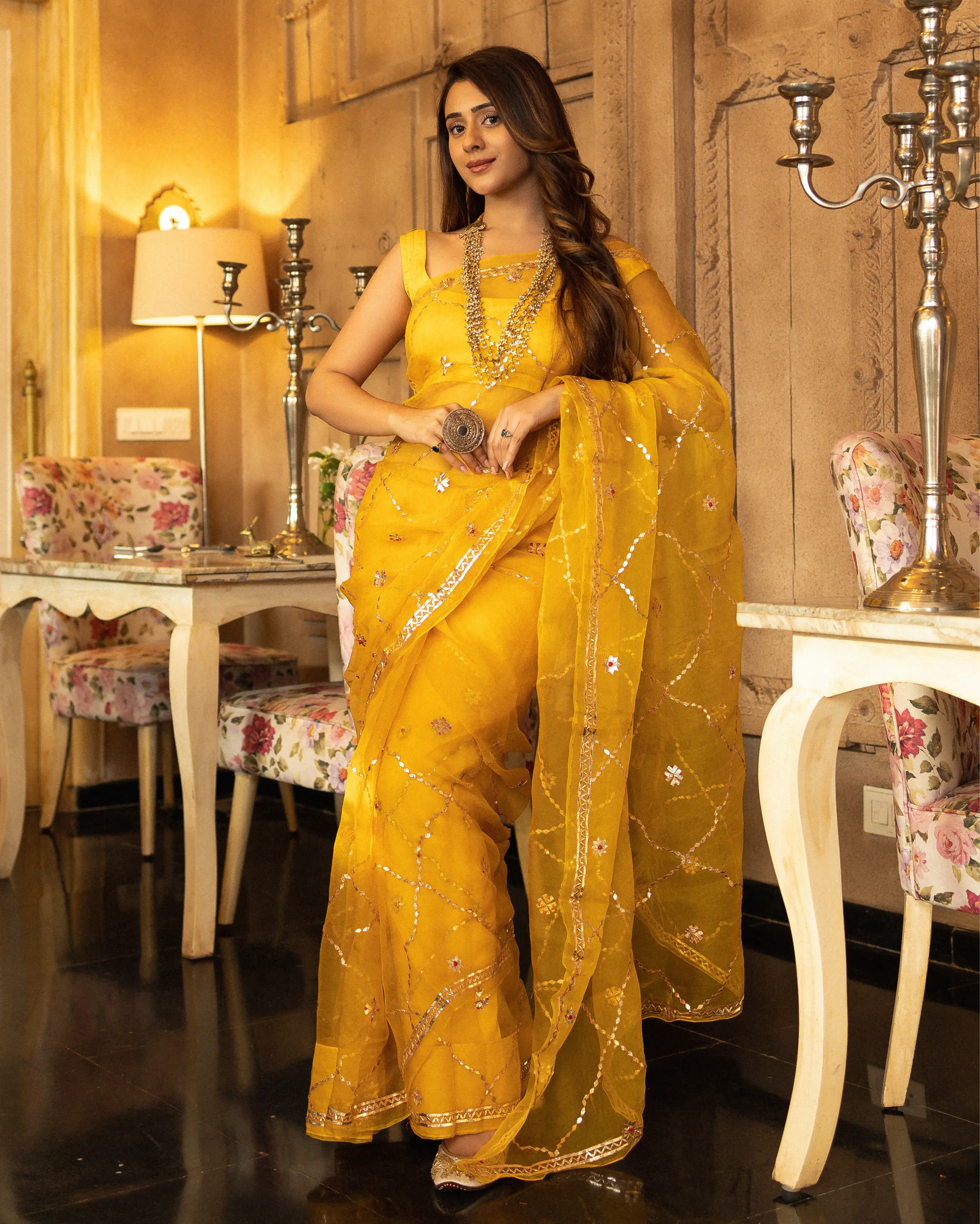 Gujaari Gotapatti Organza Saree My Store