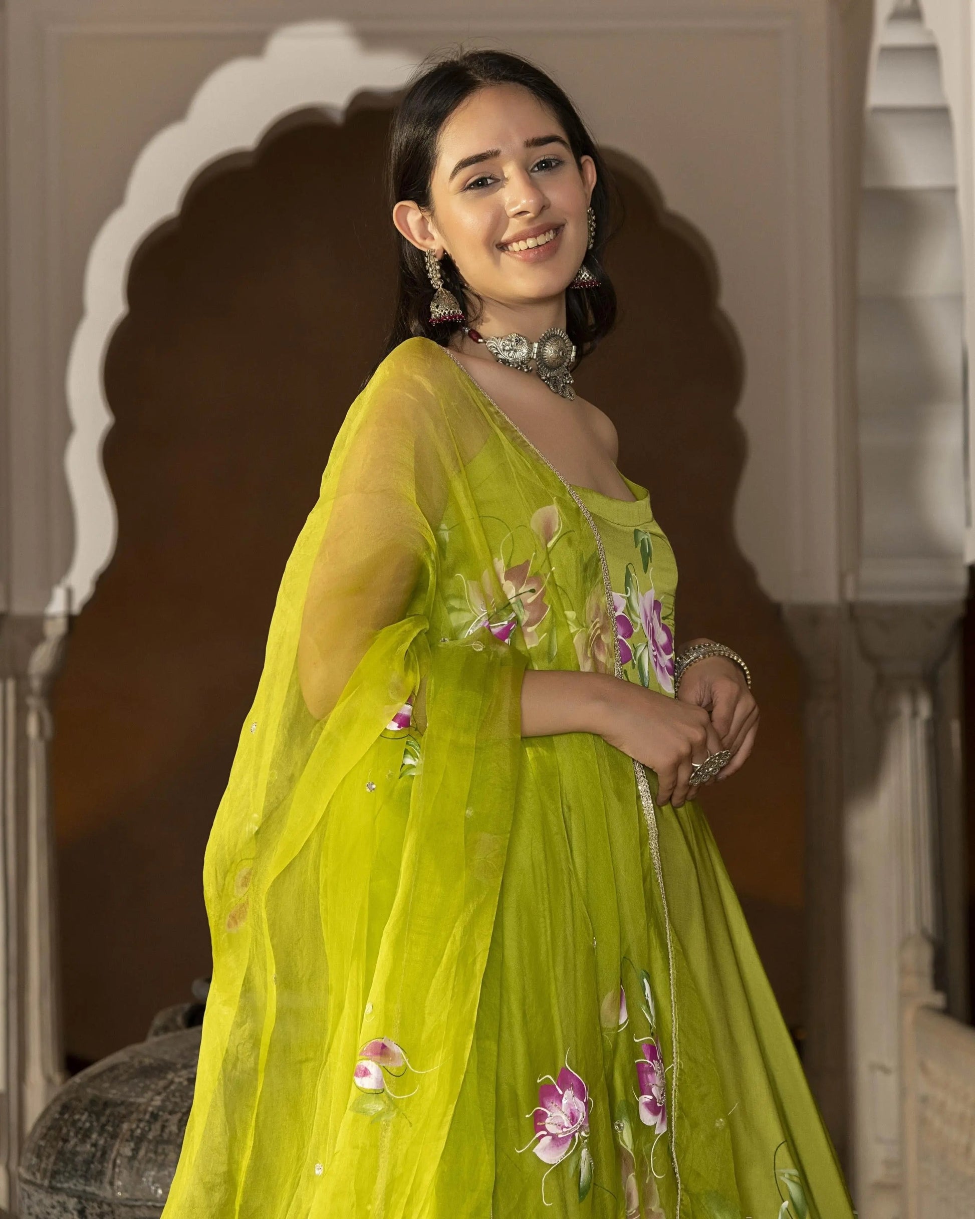 Sanna Handpainted Satin Suit Set My Store