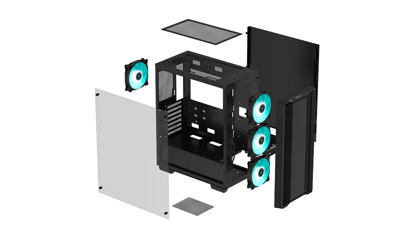 DEEPCOOL MATREXX CC560 Tempered Glass Window ATX Mid Tower Cabinet Four Pre-Installed LED Fans