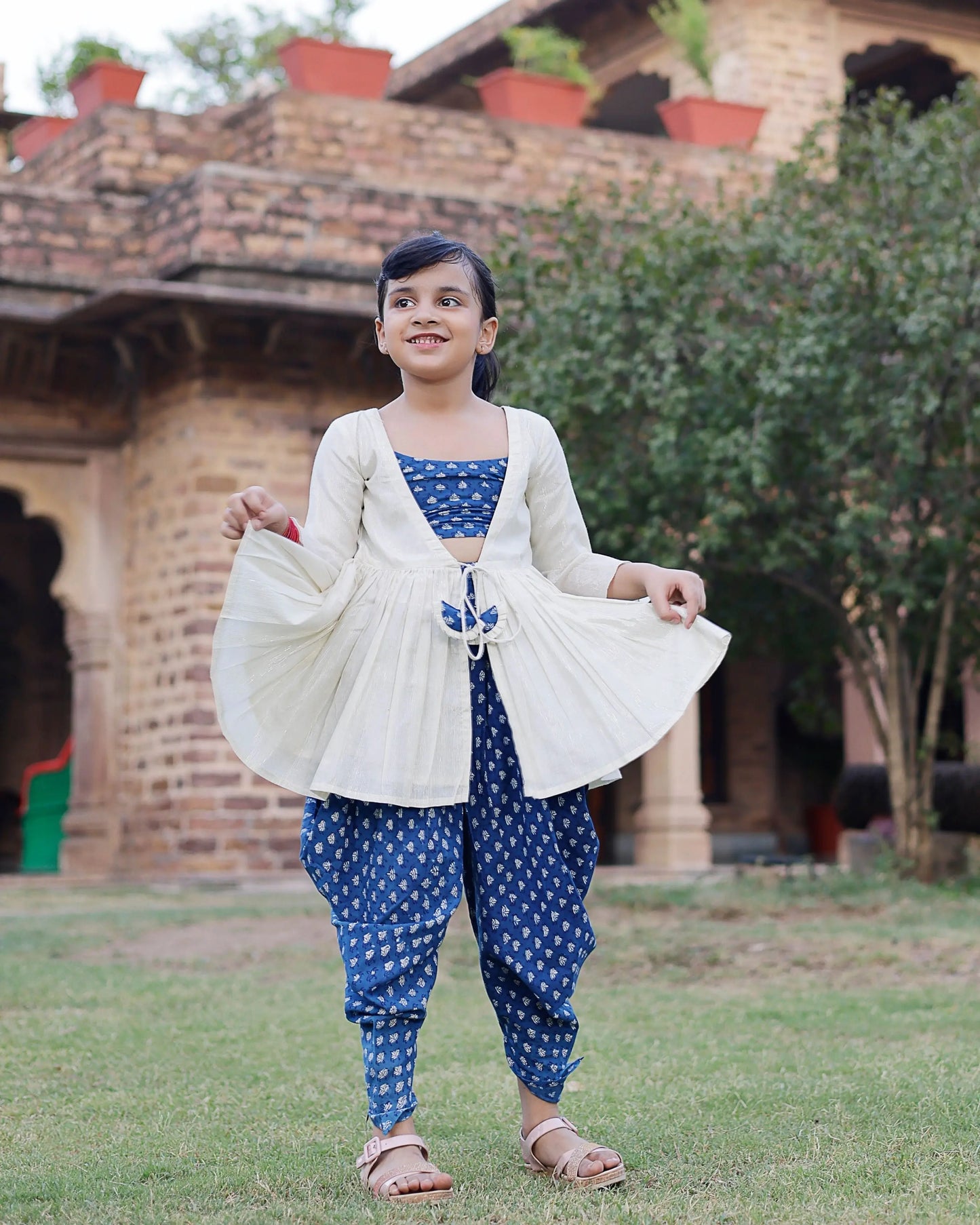 Marina Handblock Dhoti Set My Store