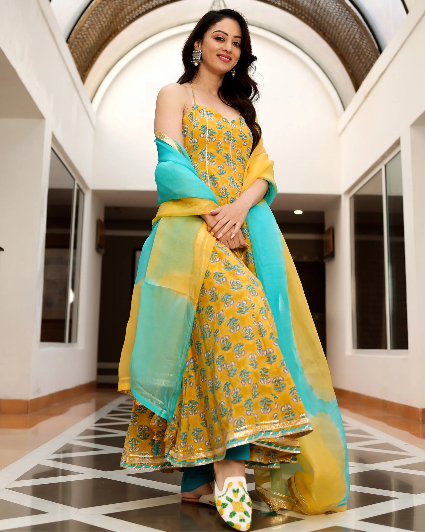 Curl Yellow Handblock Suit Set My Store