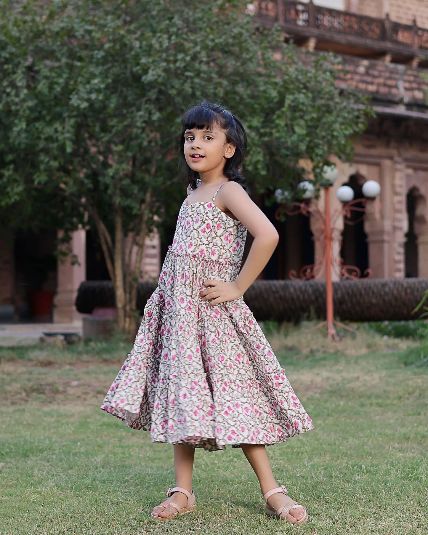 Shelley Handblock Tiered Cotton Dress My Store