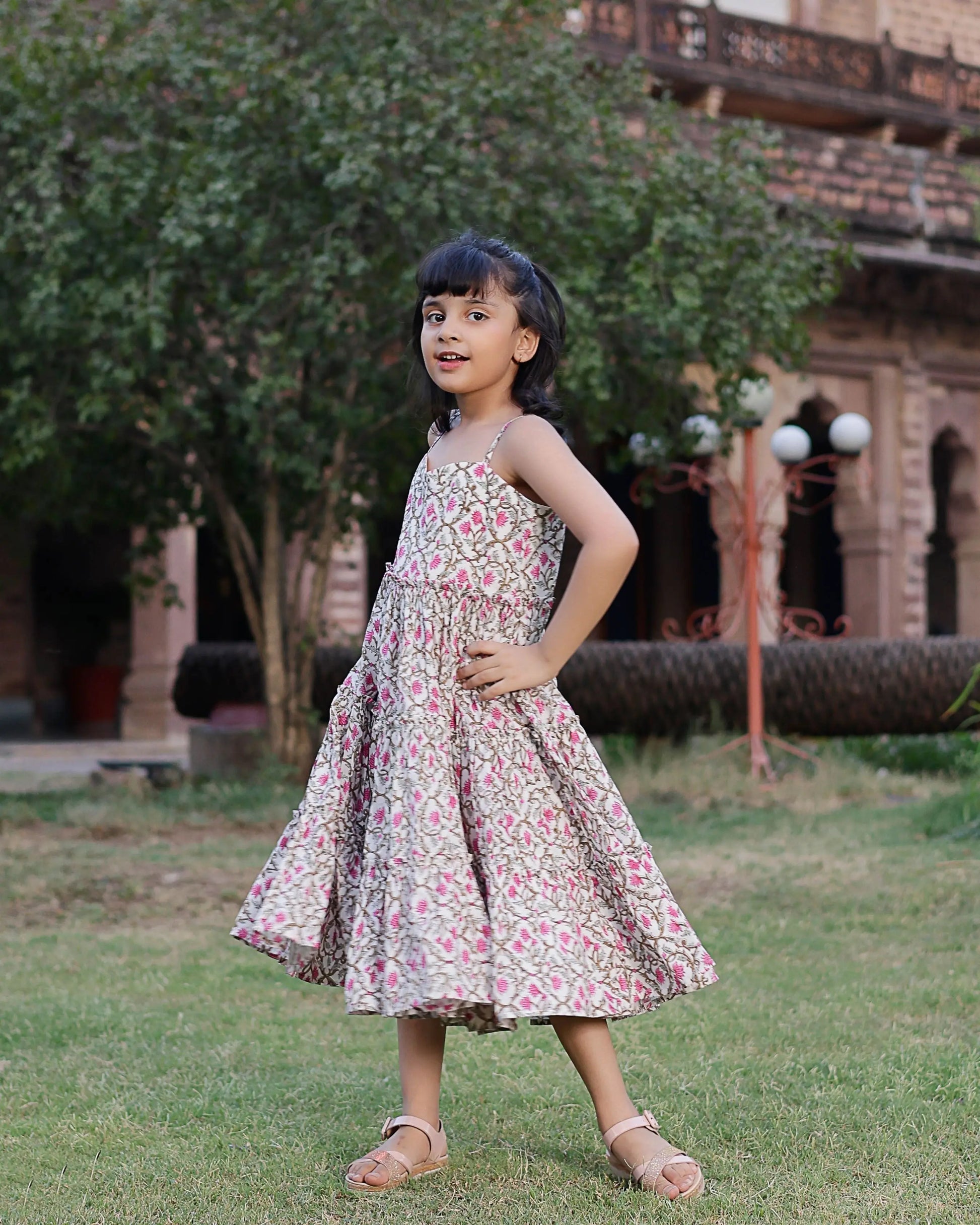 Shelley Handblock Tiered Cotton Dress My Store