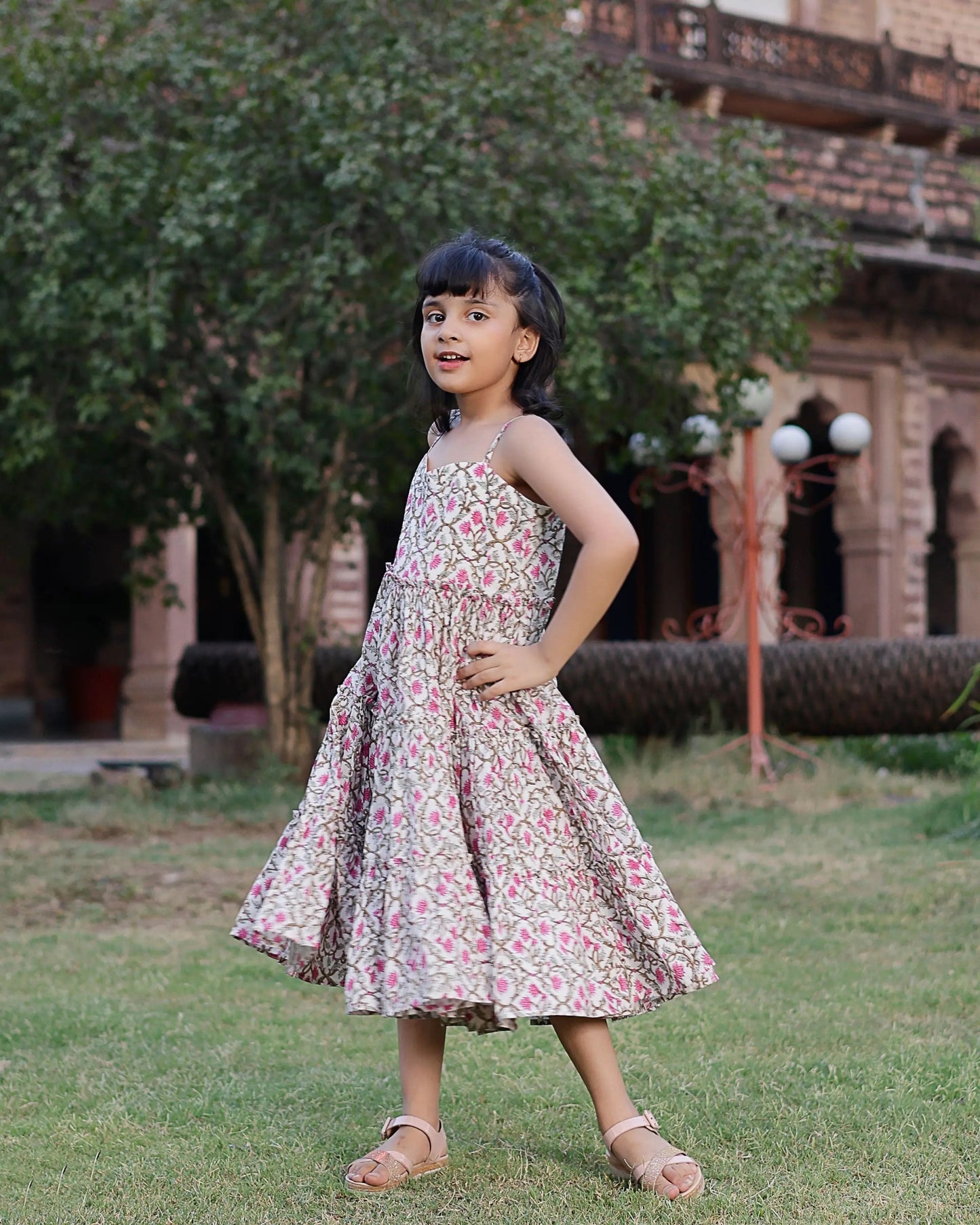 Shelley Handblock Tiered Cotton Dress My Store