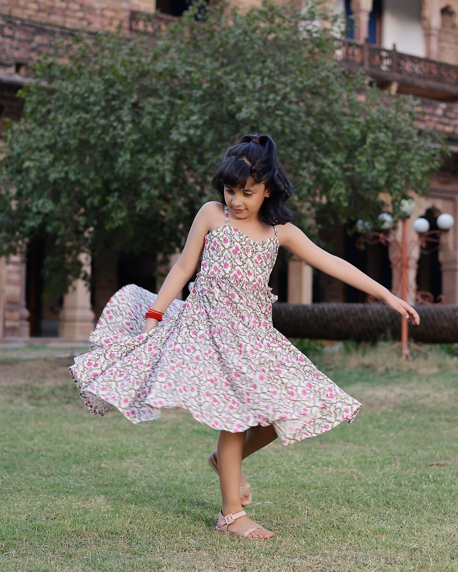 Shelley Handblock Tiered Cotton Dress My Store