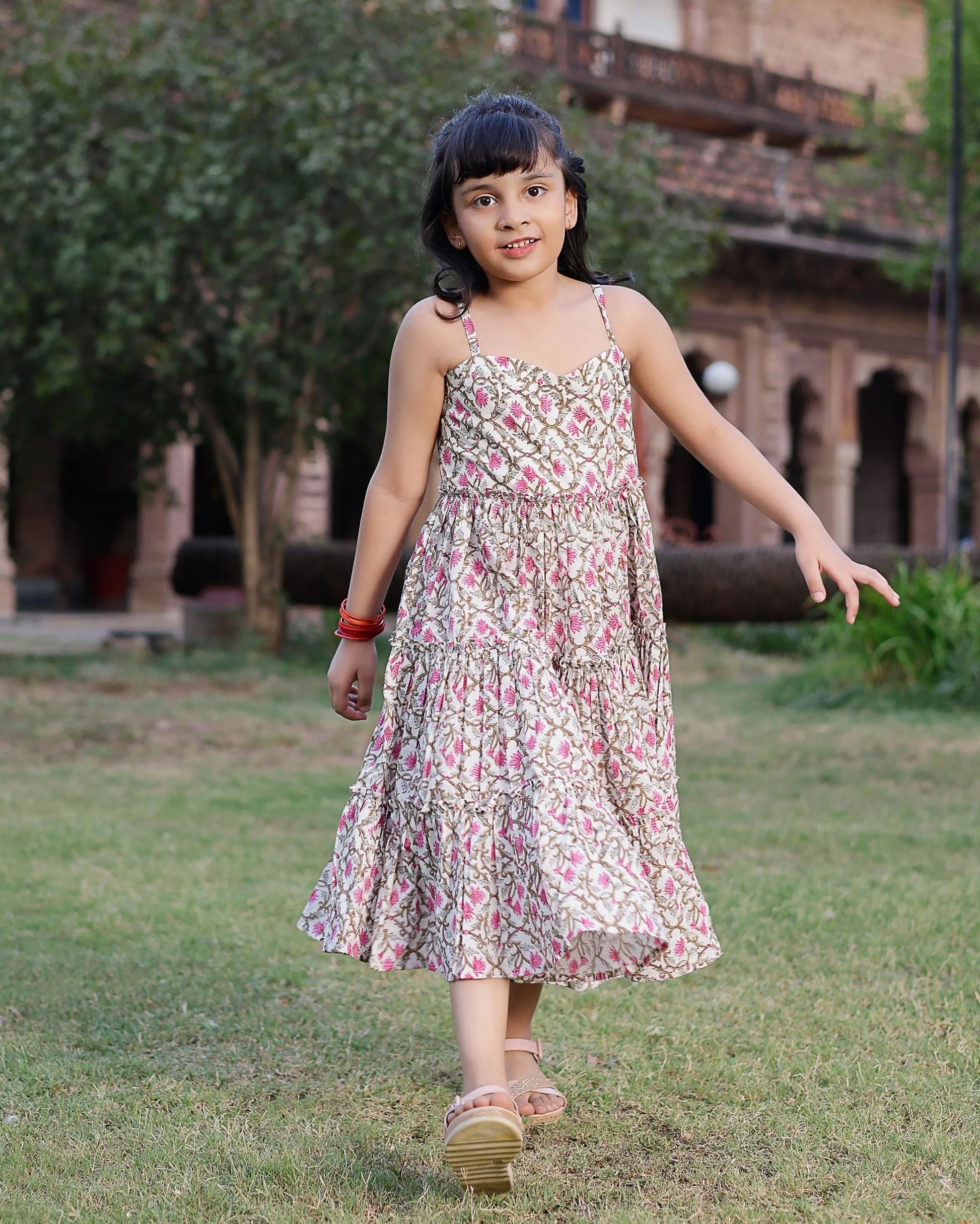 Shelley Handblock Tiered Cotton Dress My Store