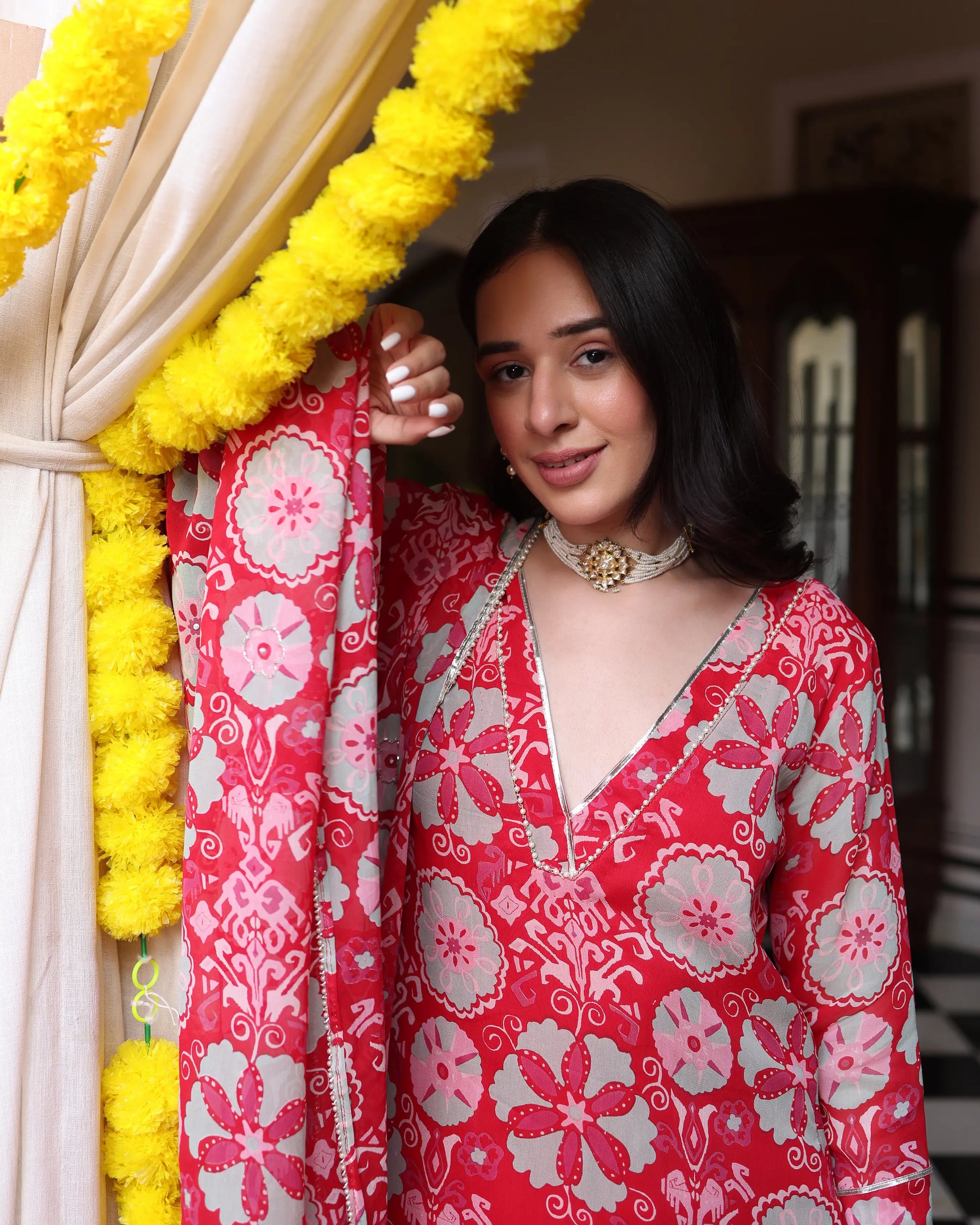 Rose Pink Melody Printed Georgette Suit Set My Store