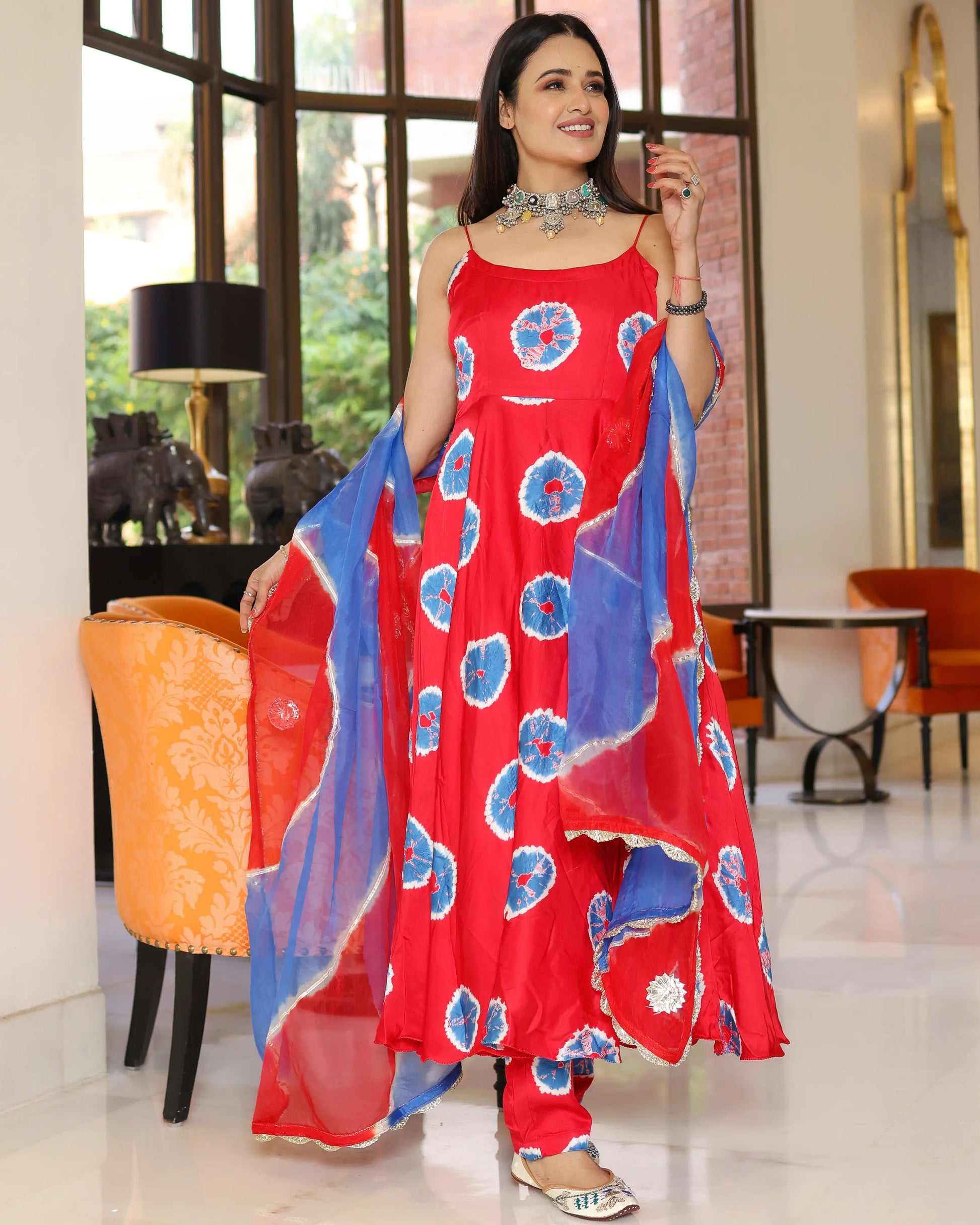 Red Cherry Tie And Dye Suit Set My Store