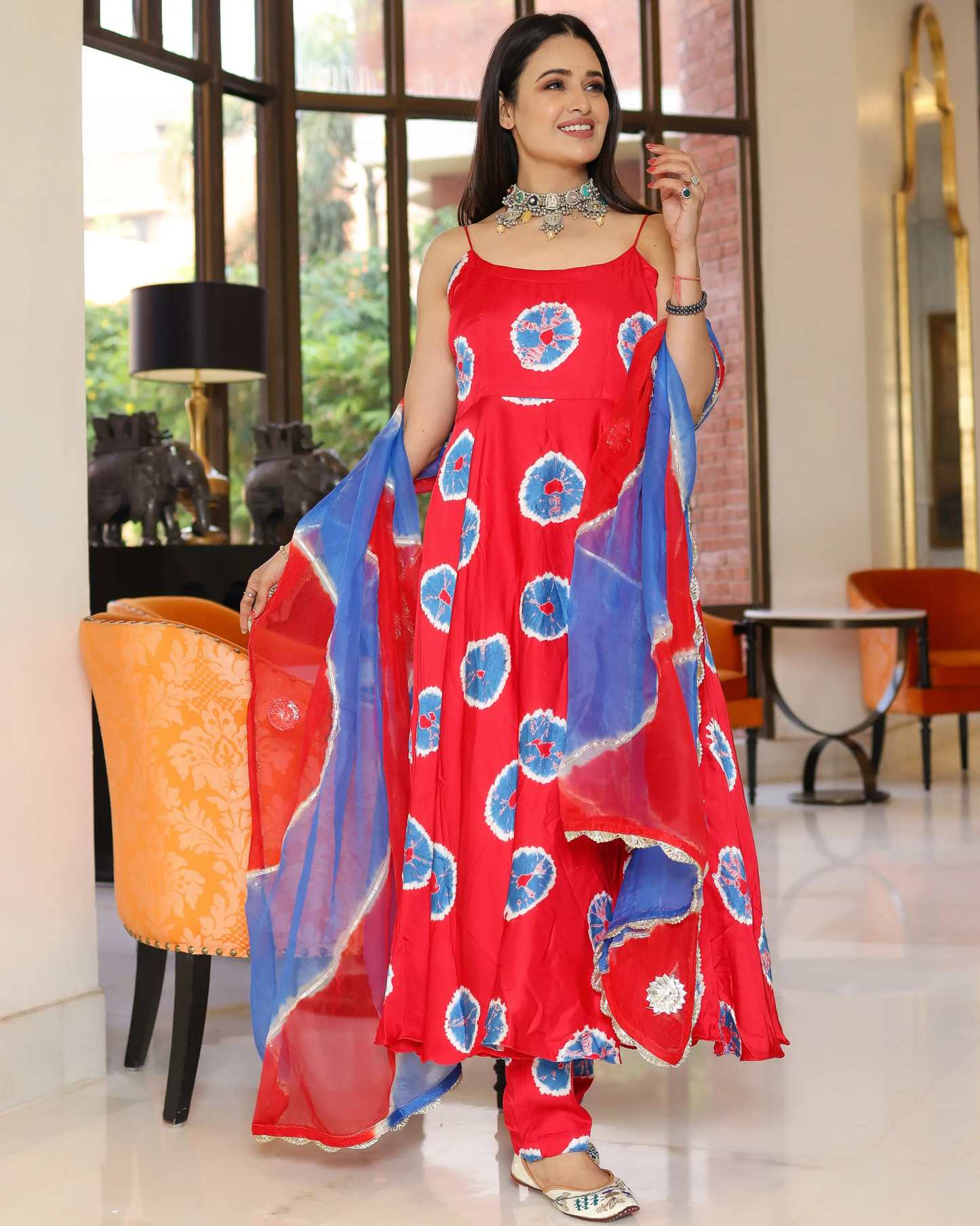 Red Cherry Tie And Dye Suit Set My Store