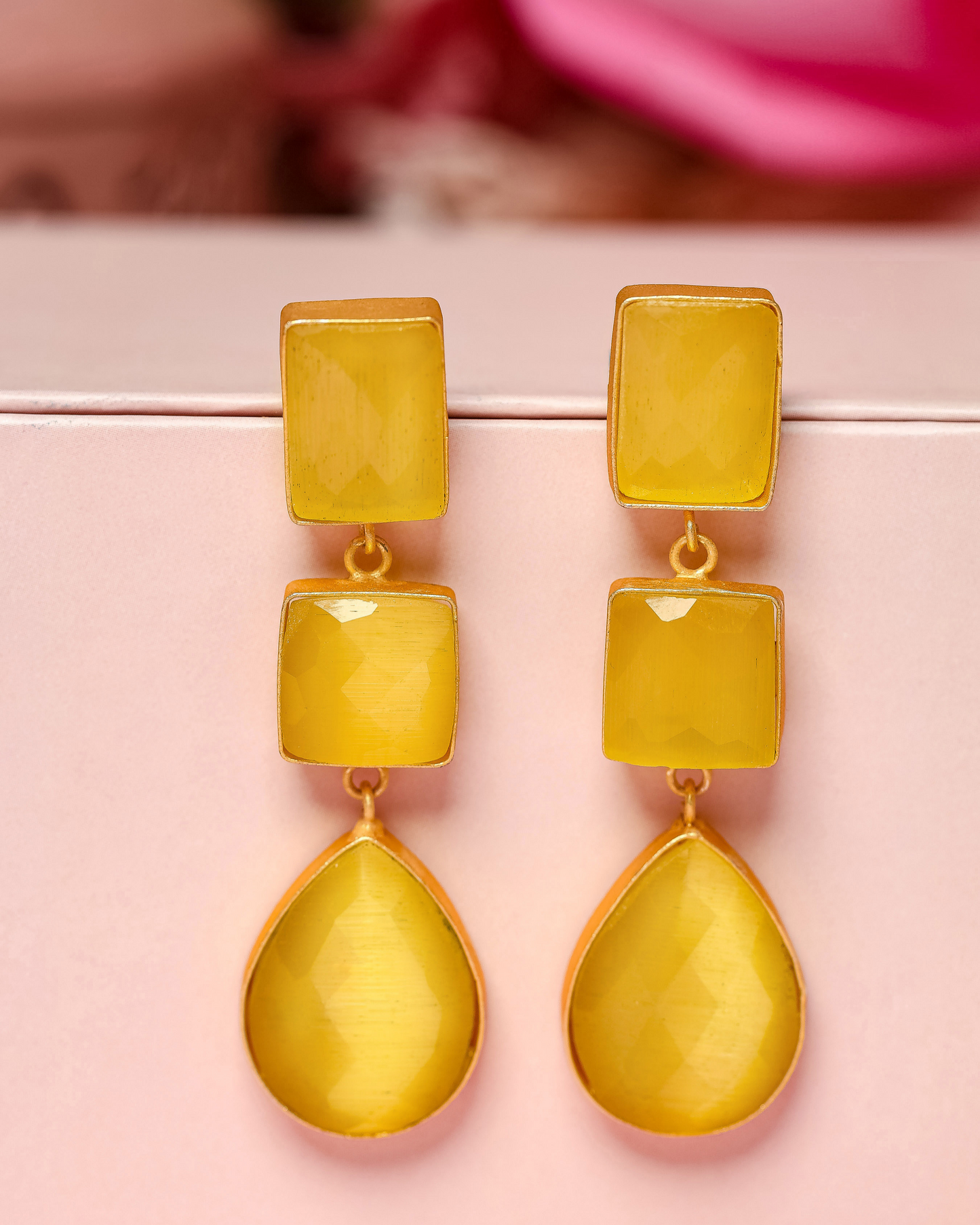 Radiant Yellow Handcrafted Brass Earrings Quick Cart