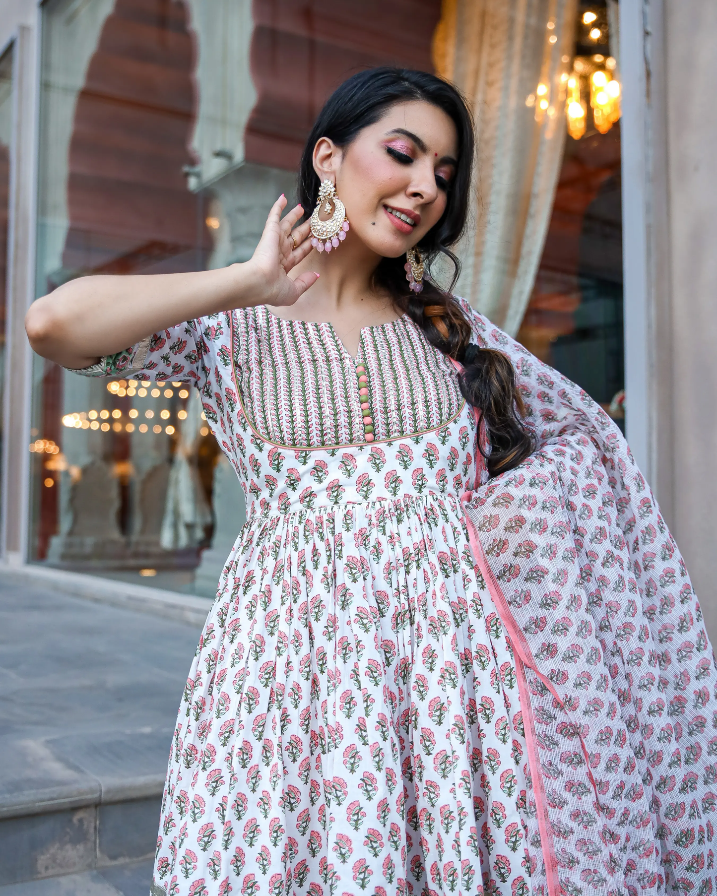 Peach Ciara Handblock Gota Sharara Set My Store