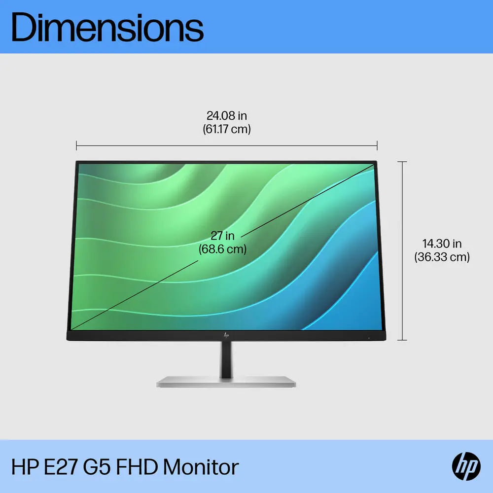 HP E27 G5 27" 75Hz 1080p FHD IPS Panel 99% sRGB Anti Glare Eye Ease Monitor My Store