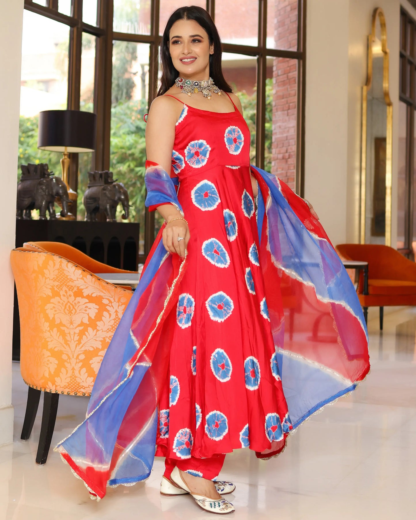 Red Cherry Tie And Dye Suit Set My Store