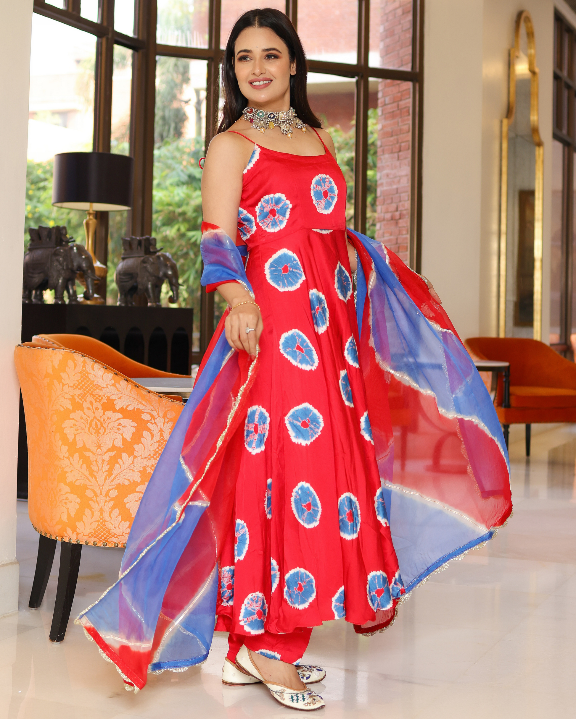 Red Cherry Tie And Dye Suit Set My Store