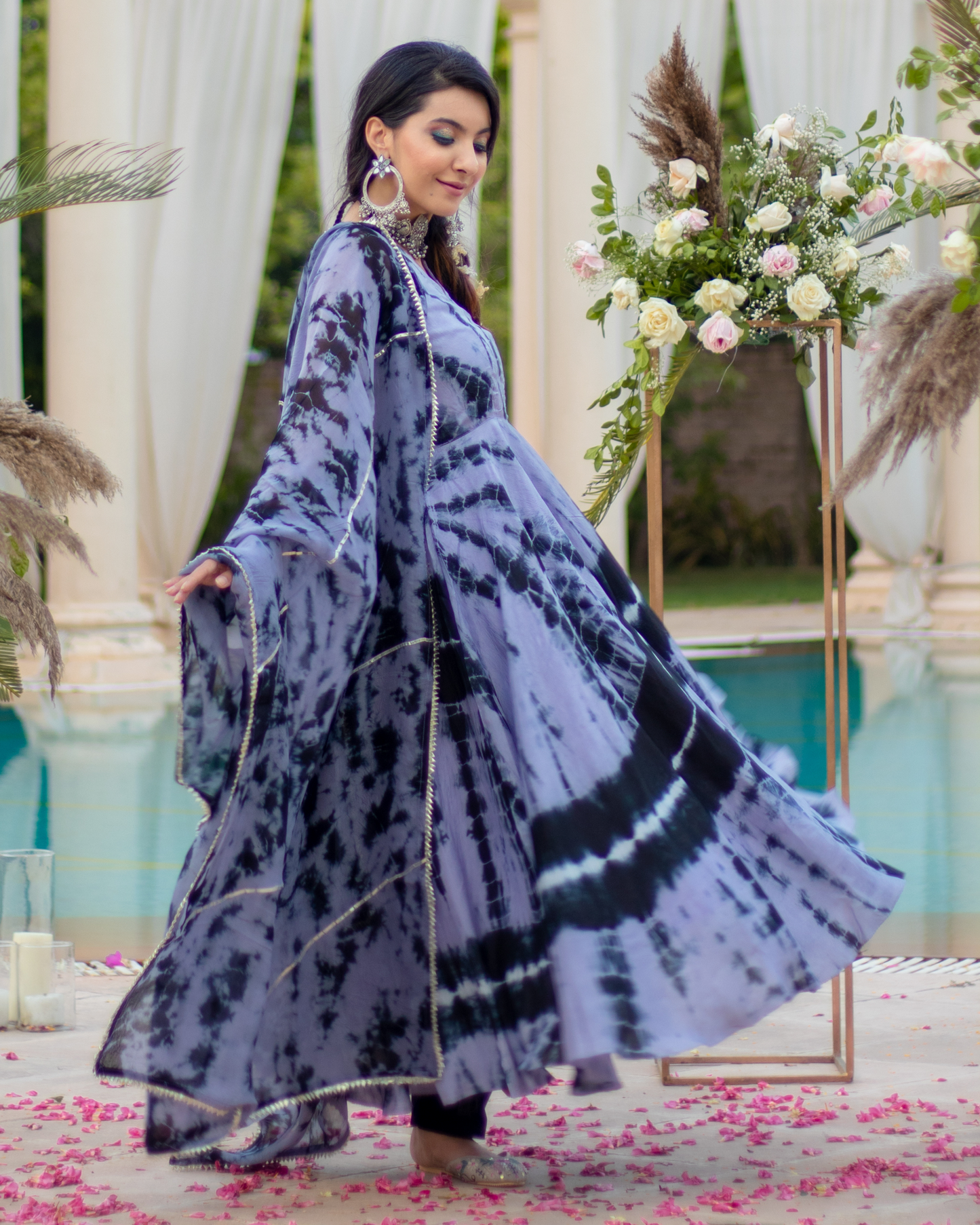 Black Bean Tie & Dye Silk Suit Set Quick Cart