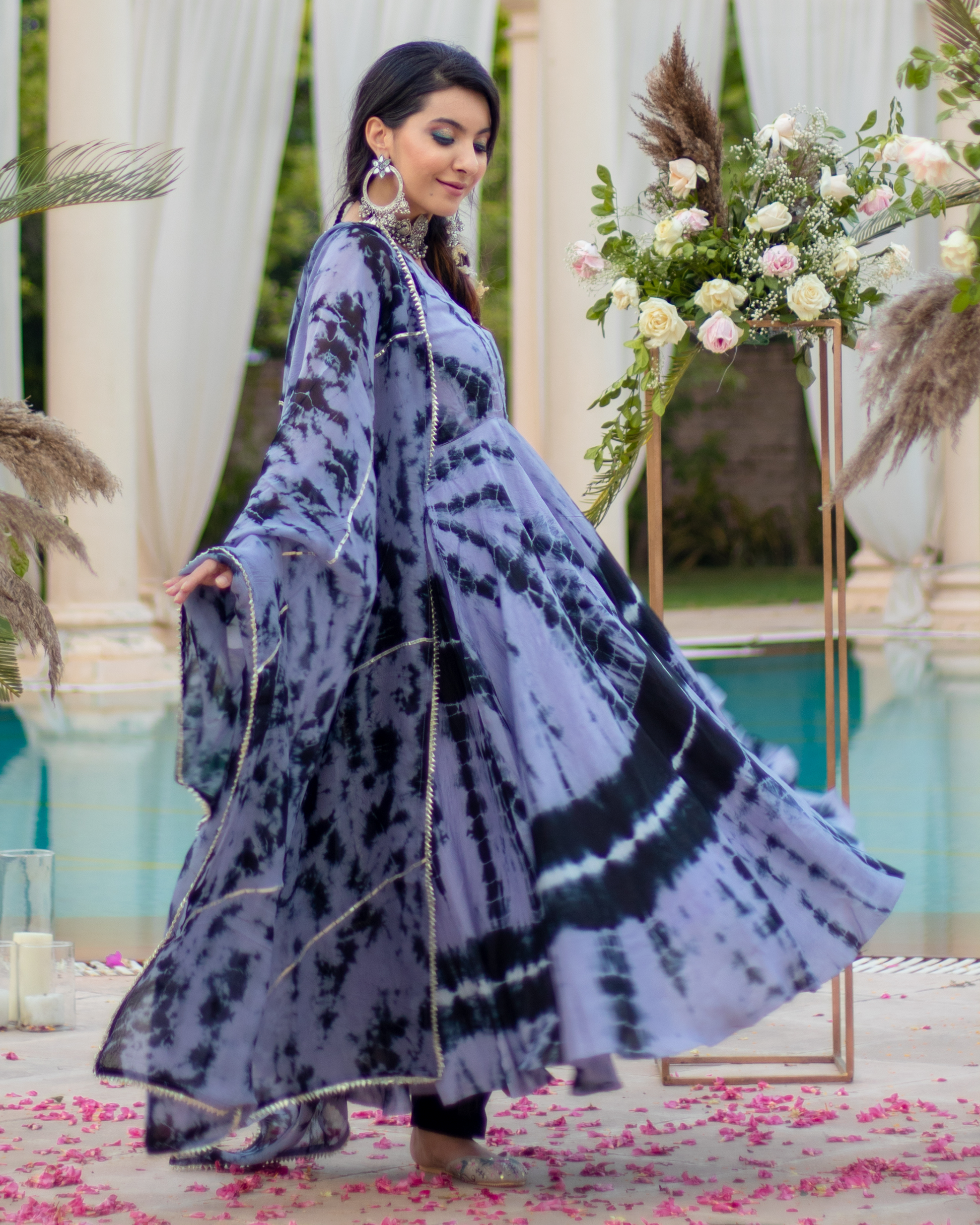 Black Bean Tie & Dye Silk Suit Set Quick Cart